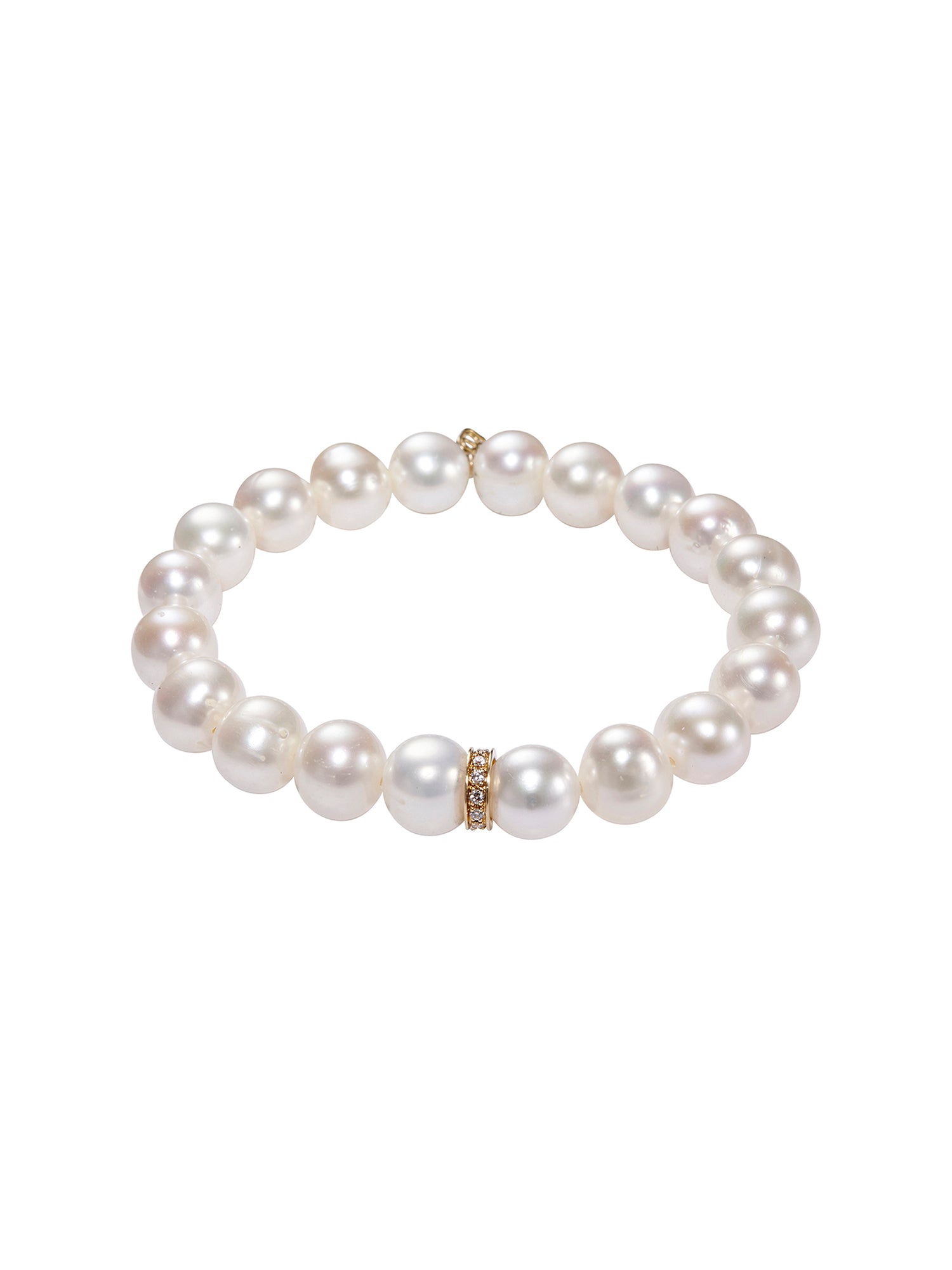Elegant Pearl Pavé Diamond Rondelle Bracelet for Women - Perfect for Weddings, Anniversaries & Special Occasions