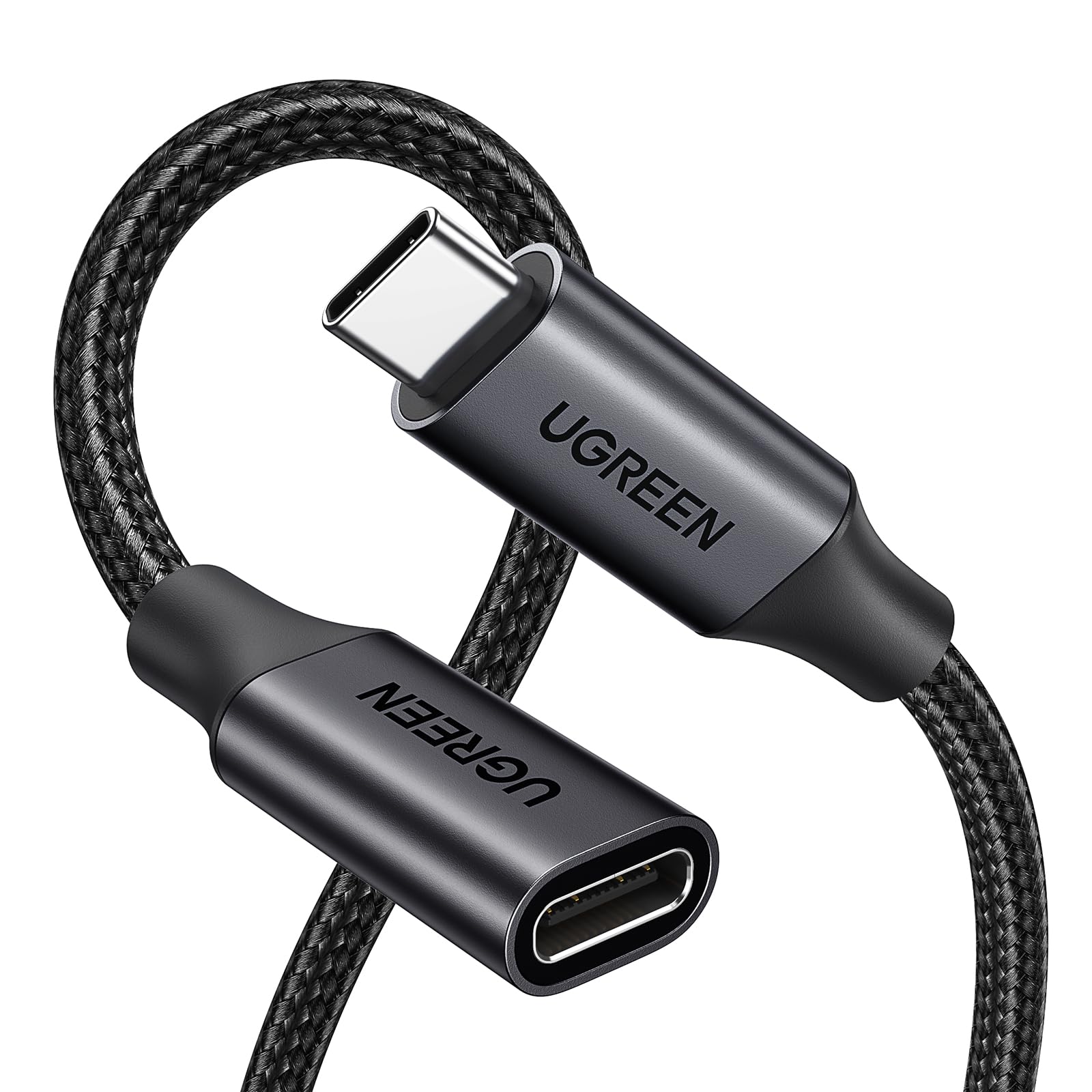 UGREEN USB C Extension Cable 1.5FT - USB 3.2 Gen 2 Type C Male to Female Extender (10Gbps, 4K Video, 100W Fast Charging) - Compatible with iPhone 16/15, Steam Deck, SSDs, Docking Stations & Hubs - Perfect for Home Office, Gaming Setup & Mobile Charging (Black)