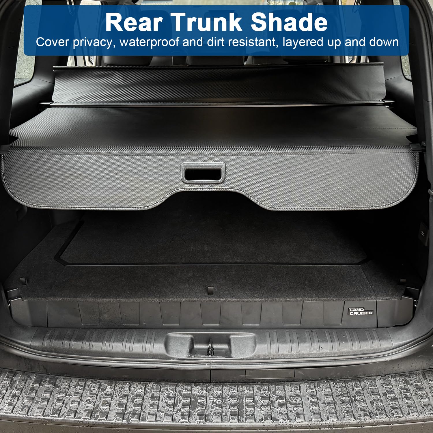 2024 Toyota Land Cruiser 250 1958 Prado LC250 Retractable Trunk Security Cover - Carbon Fiber Rear Cargo Shade (Double Curtain) for Privacy & UV Protection - Perfect for Road Trips, Camping & Outdoor Adventures
