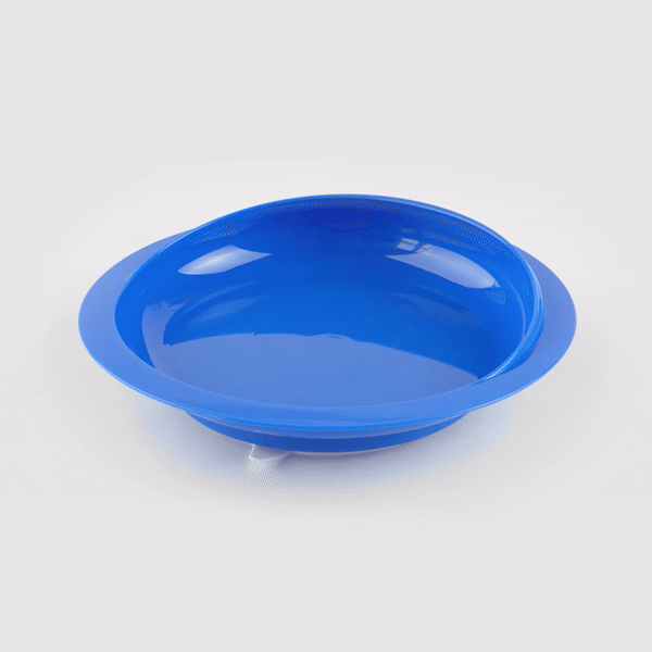 Adapt Tek Round Blue Plastic Scoop Plate - Spill-Proof with Strong Suction Base, 9 x 9 x 2.25 Inches, 1-Pack - Perfect for Baby Feeding, Toddler Meals & Mess-Free Snacking