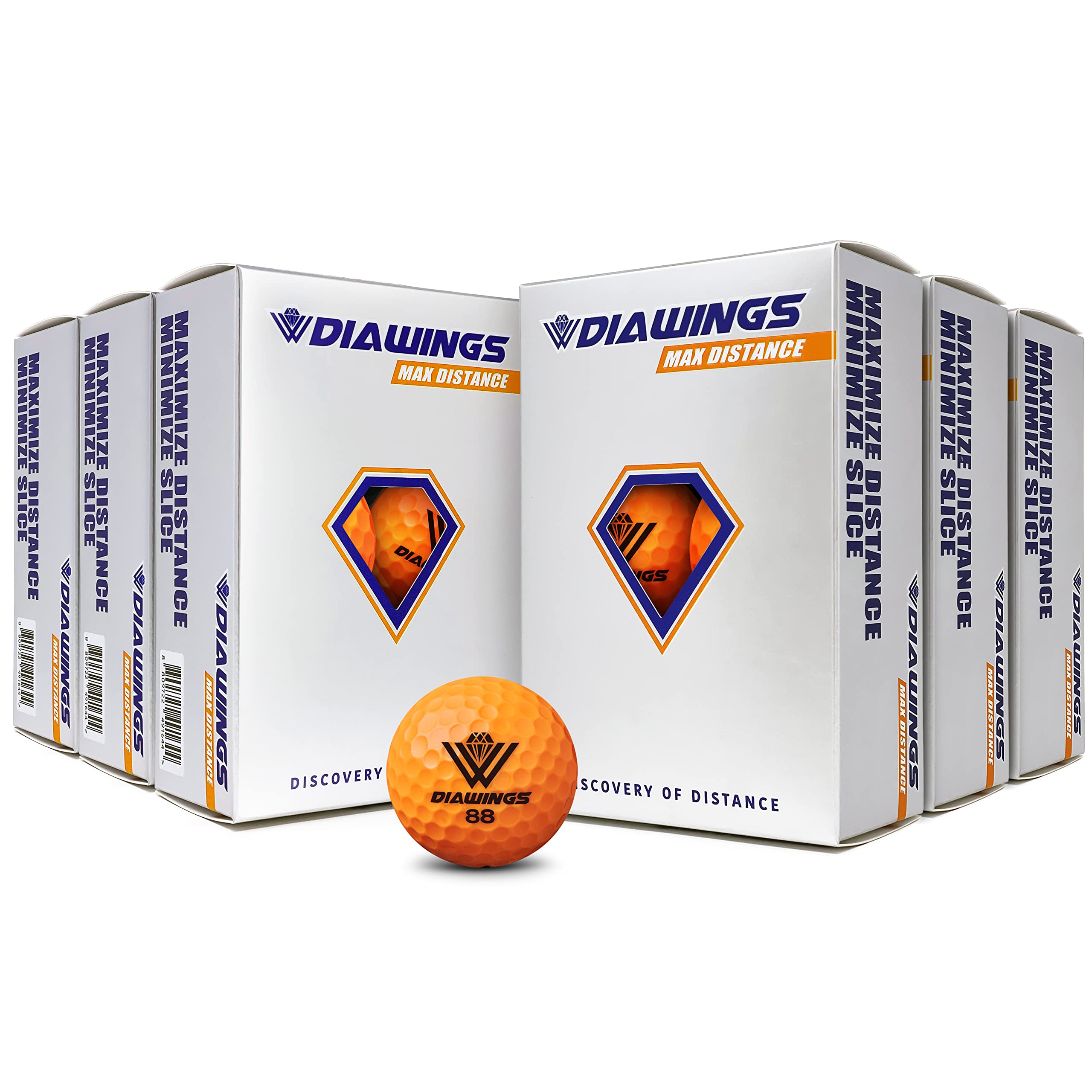 Premium Max Distance Golf Balls - Anti Slice, Low Spin for Straight Shots | 36 Balls Bulk Pack (Half Dozen X 6) | White/Pink/Orange/Yellow | Perfect for Driving Range, Tournament Play & Long Distance Practice