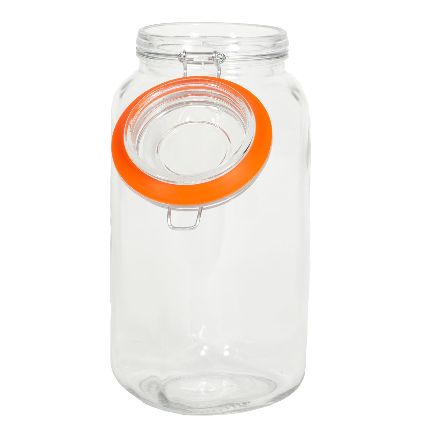 Home Basics X-Large Clear Mason Jar with Lid - 8 Cup Capacity for Pickling, Canning, Food Storage & DIY Crafts | Airtight Bail Lid with Rubber Gasket | Perfect for Pickles, Sauces, Jelly, Condiments, Snacks & Kitchen Organization