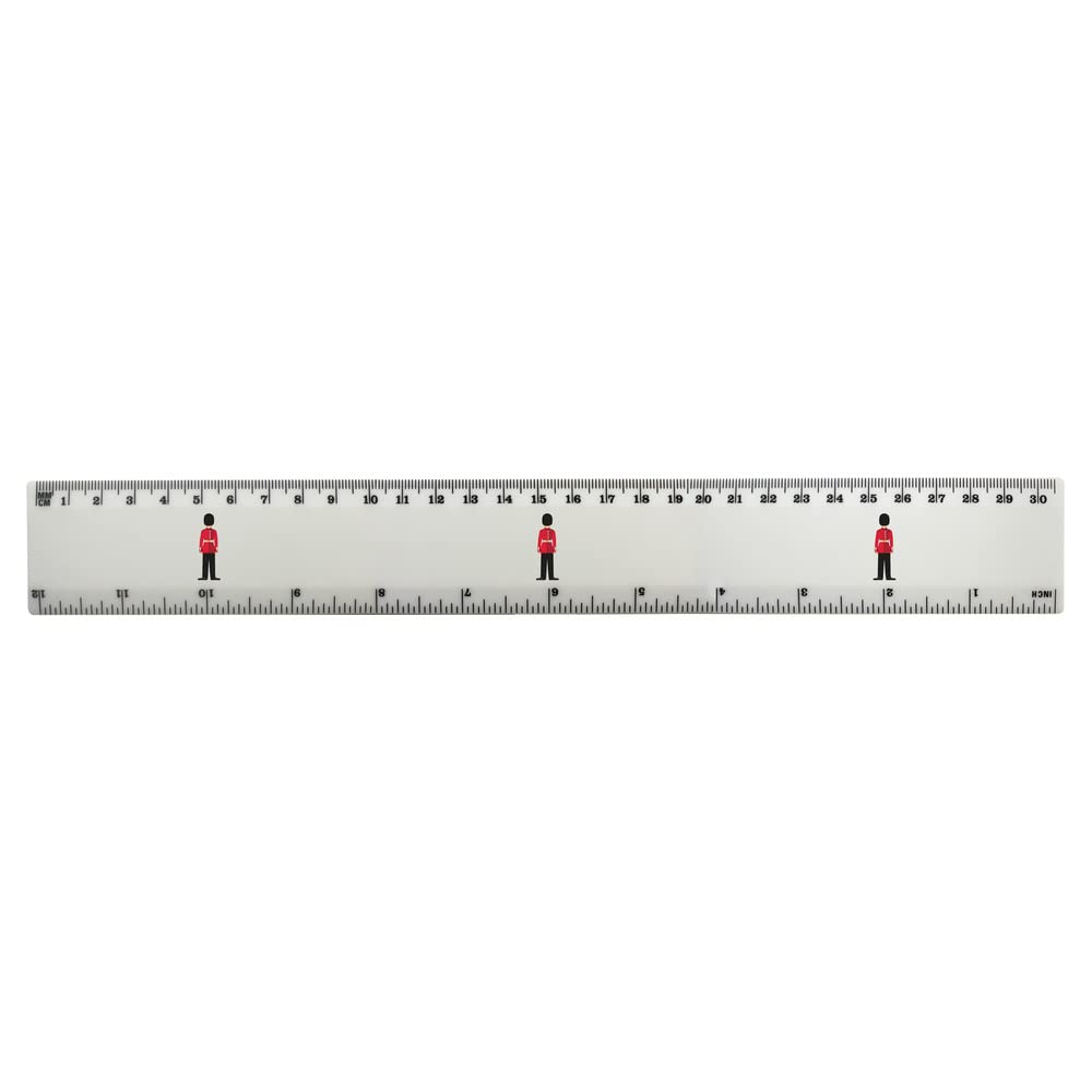 Azeeda Royal Guard Soldier 12 Inch White Plastic Ruler with Metric & Imperial Measurements - Perfect for School, Office, Crafts & DIY Projects (RL00068044)
