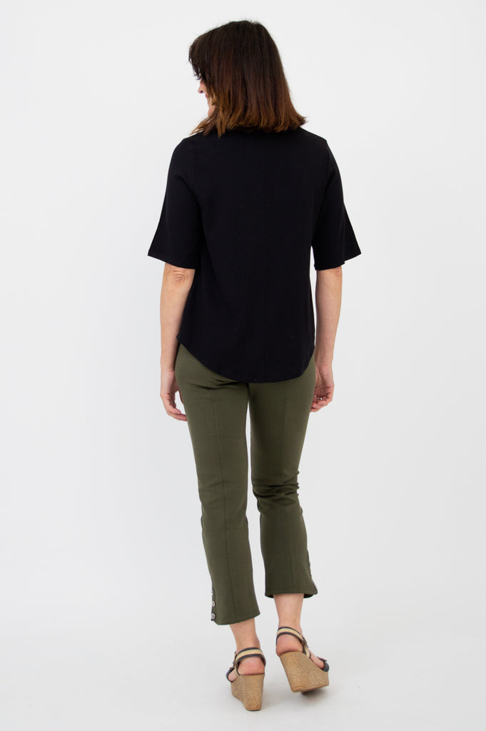 Liza Top Women's Black Bamboo Linen Blouse - Soft & Breathable Summer Tops for Casual Wear & Office Outfits