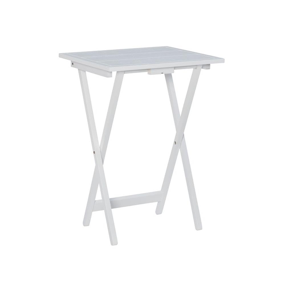 Pemberly Row Traditional 5-Piece Wooden Tray Table Set - Whitewashed Finish | Perfect for Living Room, Patio & Small Space Decor