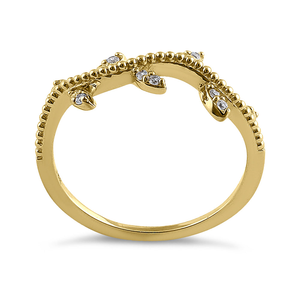 14K Solid Yellow Gold Vine Diamond Ring - 0.14 ct Natural Diamond Engagement Ring for Women, Perfect for Anniversary, Wedding & Special Occasions