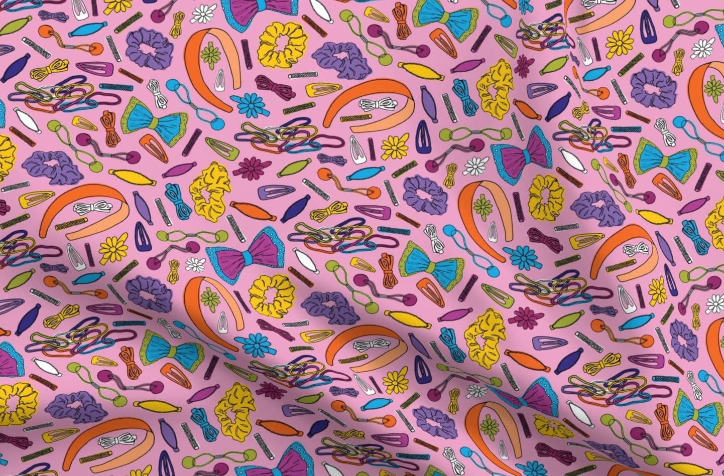 Pink Bow Printed Minky Fabric Fat Quarter - Soft Plush Fabric for Sewing Baby Blankets, Quilt Backing & DIY Projects - Spoonflower Premium Fabric for Nursery Decor & Gift Making