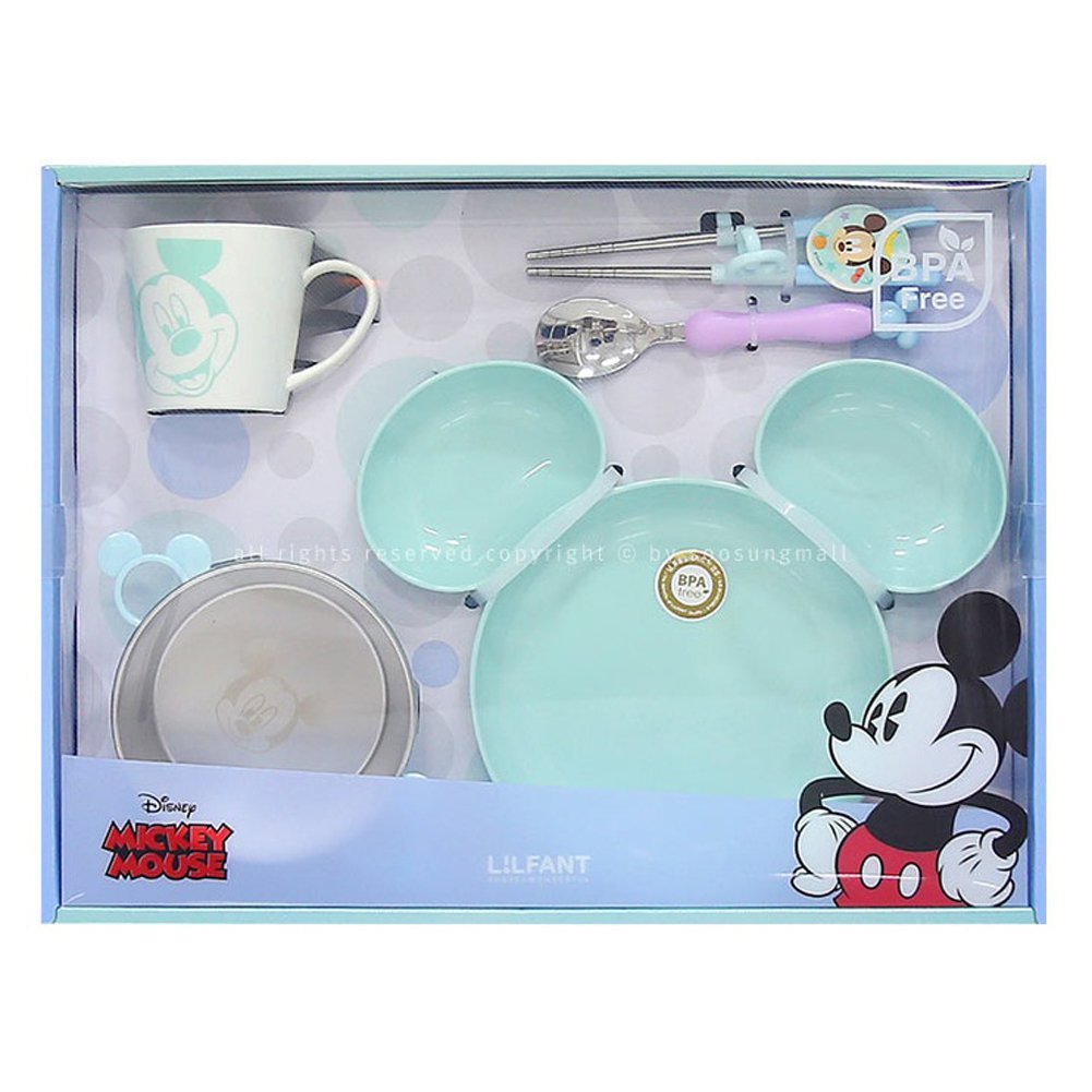LILFANT 5-Piece Mickey & Minnie Mouse Kids Tableware Set - BPA-Free Plastic Dinnerware for Toddlers (Pink) | Fun Mealtime Utensils for Birthday Parties & Preschool Snacks