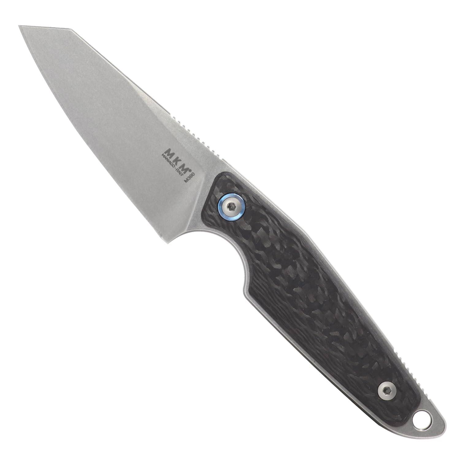 MAKRO 2 Sheepsfoot Fixed Blade Knife - Premium M390 Super Steel, Full Tang Design by Jesper Voxnaes, Italian Crafted with Carbon Fiber Handle & Leather Sheath | Perfect for Outdoor Survival, Hunting, Camping and Everyday Carry (EDC)