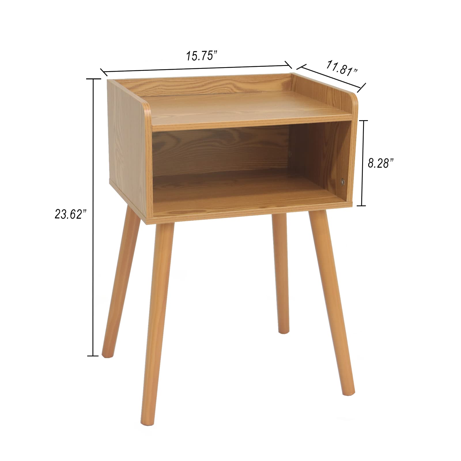 MaxSmeo Mid Century Modern Nightstand - Solid Wood Bedside Table with Storage Drawer for Bedroom, Living Room & Office - Compact End Table for Small Spaces (Brown) | Perfect for Apartment, Dorm & Studio Decor