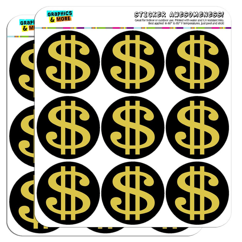 Gold and Black 2 Inch Dollar Sign Planner Stickers for Calendar, Scrapbooking & Crafting - Opaque Vinyl Decals - Perfect for Bullet Journals, DIY Projects & Office Organization