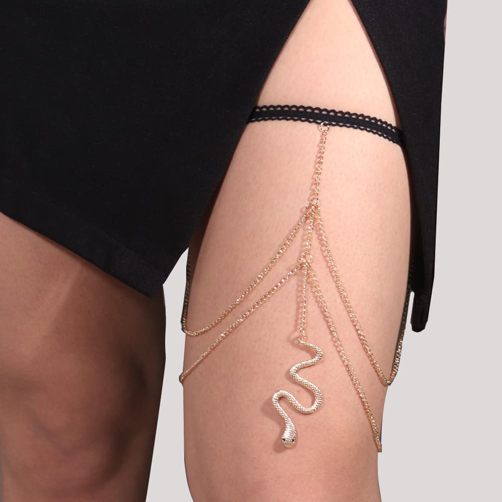 18K Gold Snake Leg Chain Jewelry - Sexy Thigh Chain for Women, Boho Body Chain, Summer Beach Party Accessories, Perfect for Music Festivals & Vacation Wear