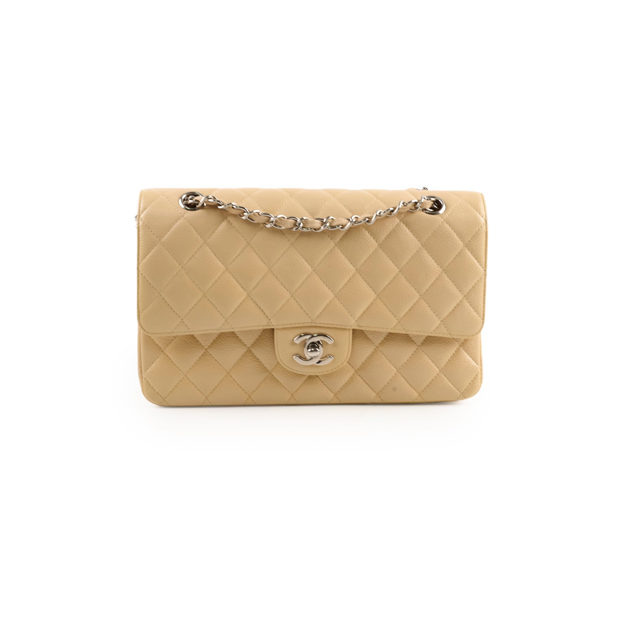 Chanel Medium/Large Caviar Double Classic Flap Bag in Beige - Luxury Handbag for Women, Perfect for Work, Parties & Everyday Use