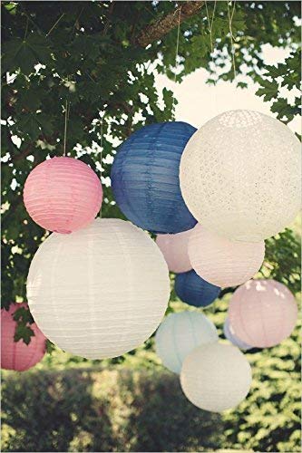 Navy Gold Pink Gender Reveal & Bridal Shower Decorations - Furuix Paper Lanterns for Baby Showers, Birthday Parties, Graduations & Special Events | Perfect for Nursery, Wedding & Celebration Decor