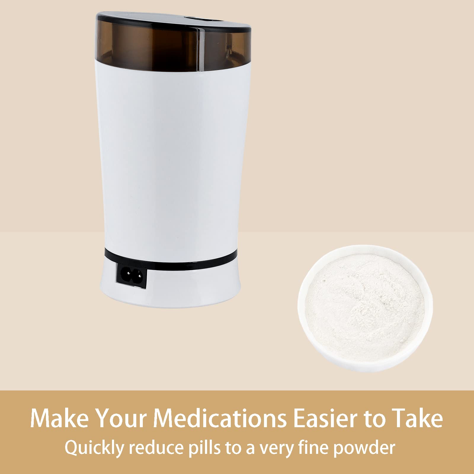Electric Pill Crusher Grinder - Portable Medication & Vitamin Tablet Grinder for Fine Powder - Perfect for Feeding Tubes, Kids, Elderly & Pets - White (2 Pack) | Home Healthcare & Travel Essential
