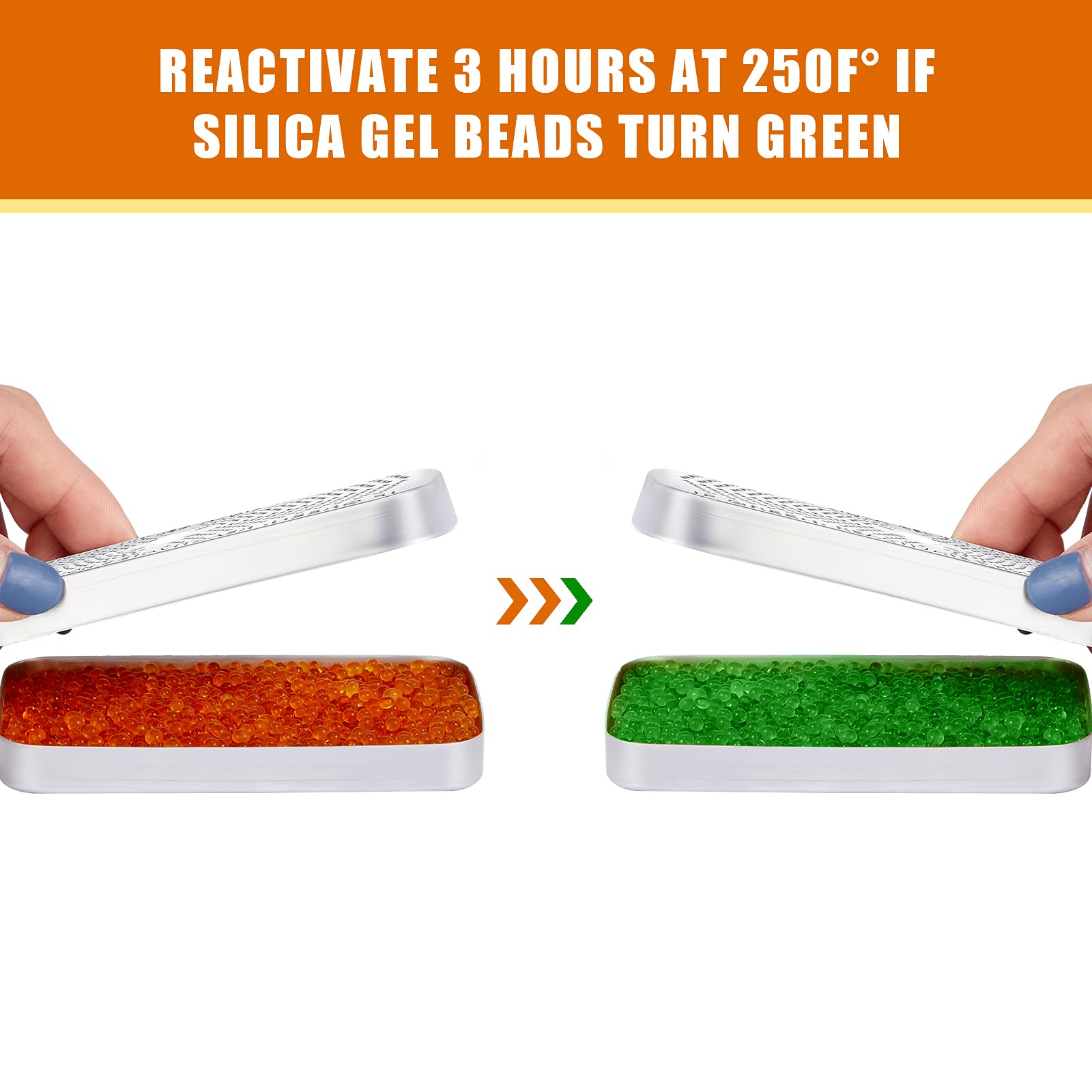 6 Pack 40g Reusable Silica Gel Dehumidifier - Orange to Green Moisture Indicating Desiccant for Car, Closet, Cabinet, Storage Box & Travel Bags | Moisture Absorber for Home, Office & RV Use