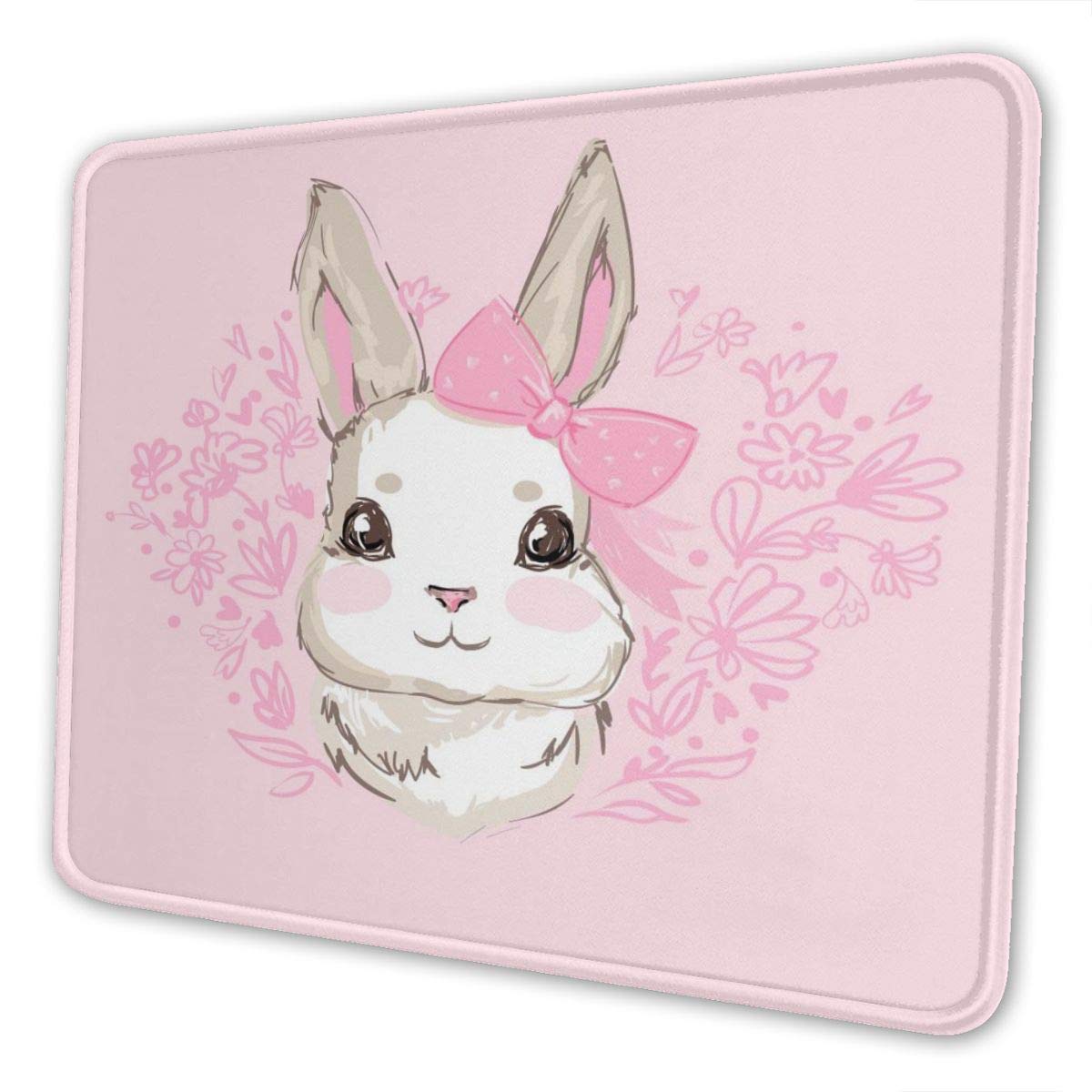 Non-Slip Gray Rabbit Design Rubber Mouse Pad - Round & Square Shapes for Home Office Computer Use, Gaming, and Workstations