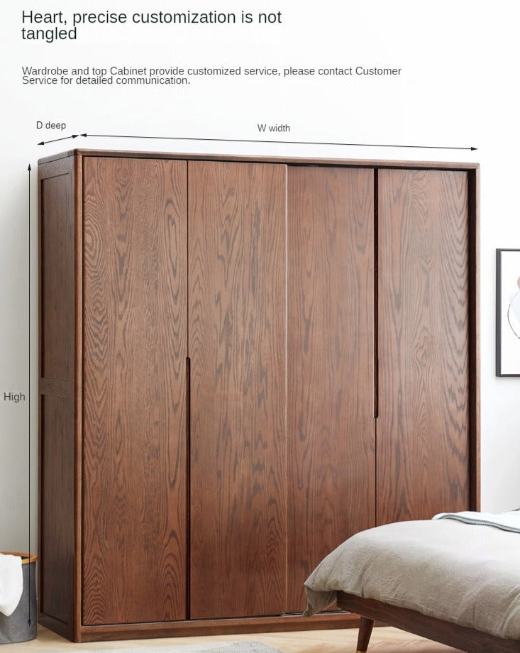 Solid Oak Wood Sliding Door Wardrobe Closet - Modern & Spacious Storage for Bedroom, Walk-In Closet, or Living Room Organization