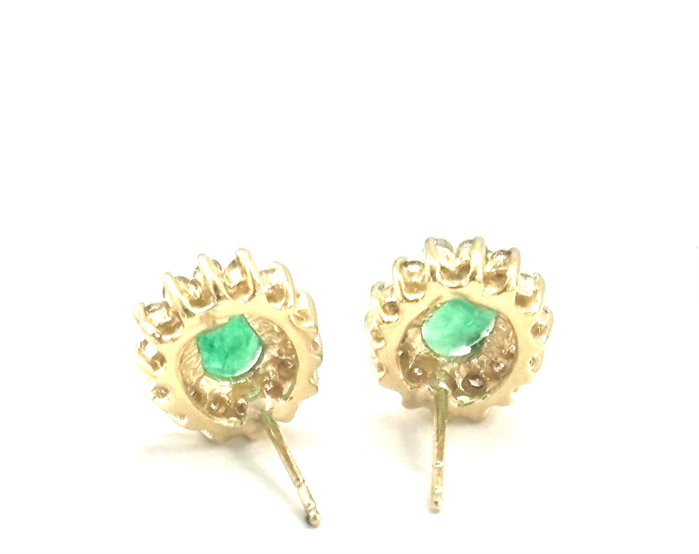 Exquisite Oval Emerald and Diamond Stud Earrings – 14K Gold, Dainty & Elegant Jewelry for Women – Perfect for Weddings, Parties & Special Occasions