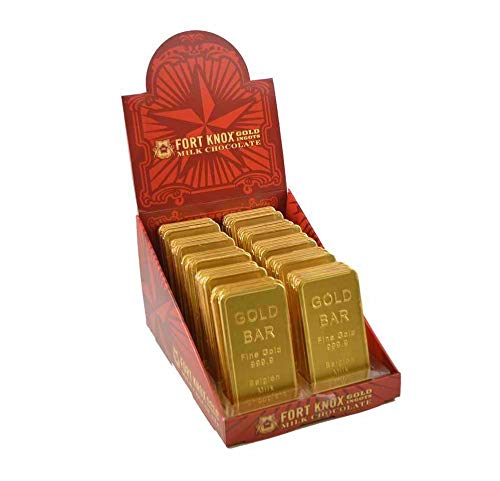 Fort Knox Belgian Milk Chocolate Gold Ingots - 40 Count Box | Premium Chocolate Bars for Gifts, Parties & Desserts | Gourmet Belgian Chocolate Treats