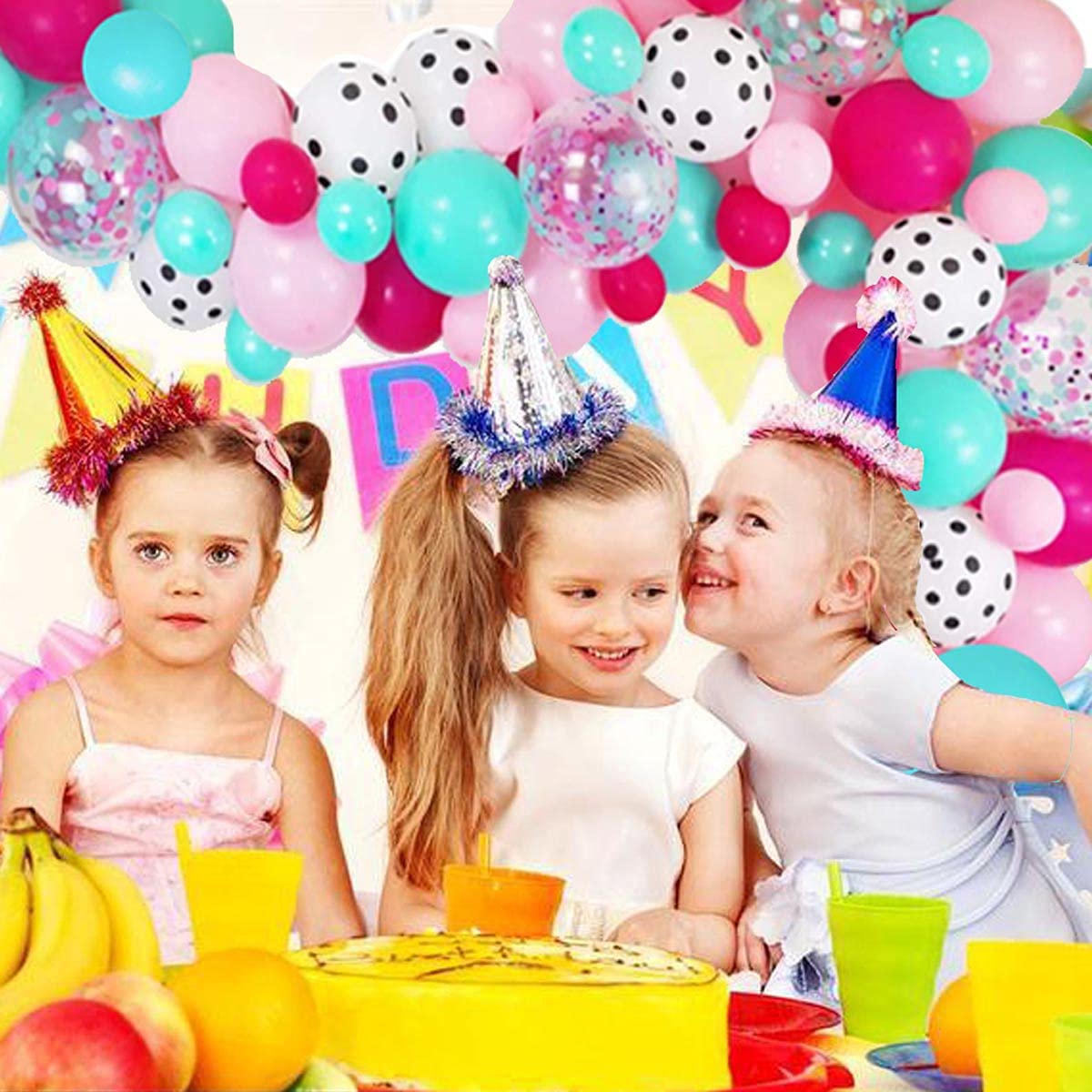 110PCS Hot Pink Teal Blue Garland Arch Kit - Turquoise Blue Rose Red Light Pink Confetti Balloons for Birthday, Wedding, Baby Shower & Gender Reveal Party Decorations | Perfect for Surprise Themed Celebrations and Festive Home Decor