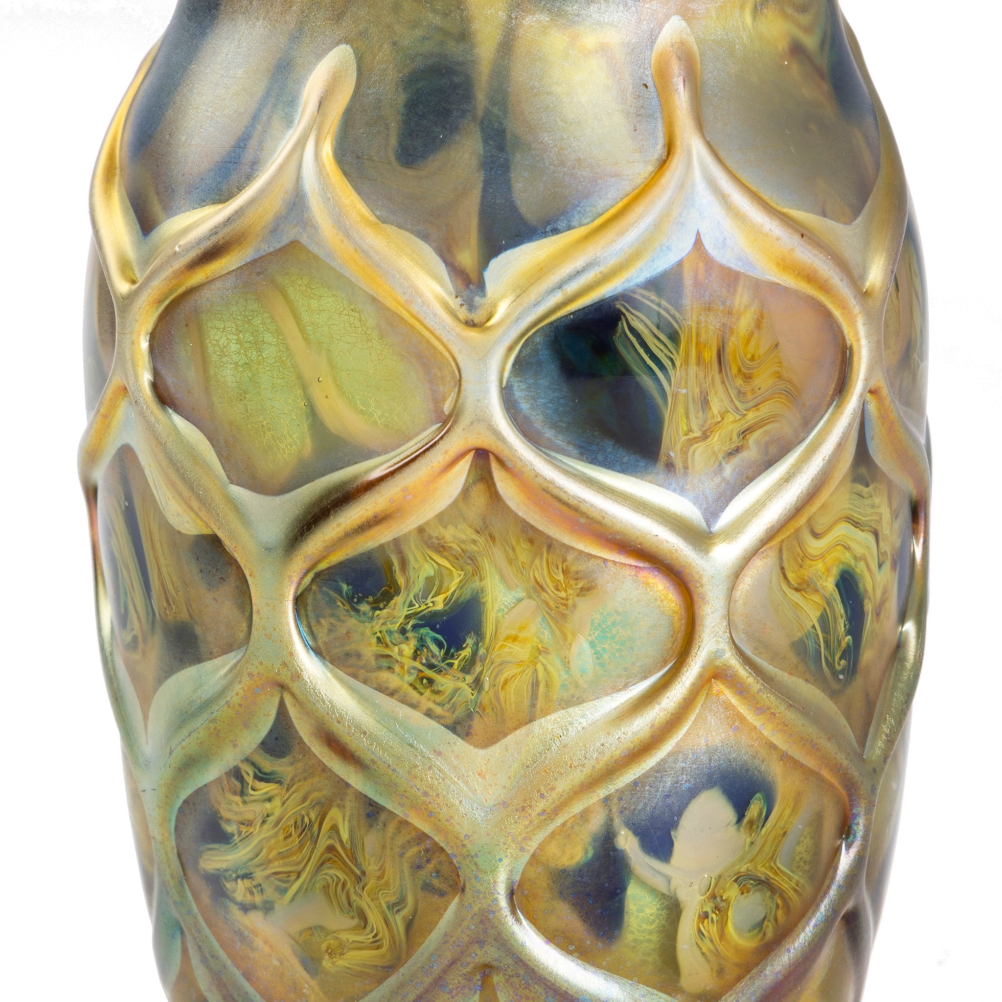 Tiffany Studios New York Decorated Beehive Paperweight Vase - Antique Glass Art for Home Decor, Office Desk & Collectible Display