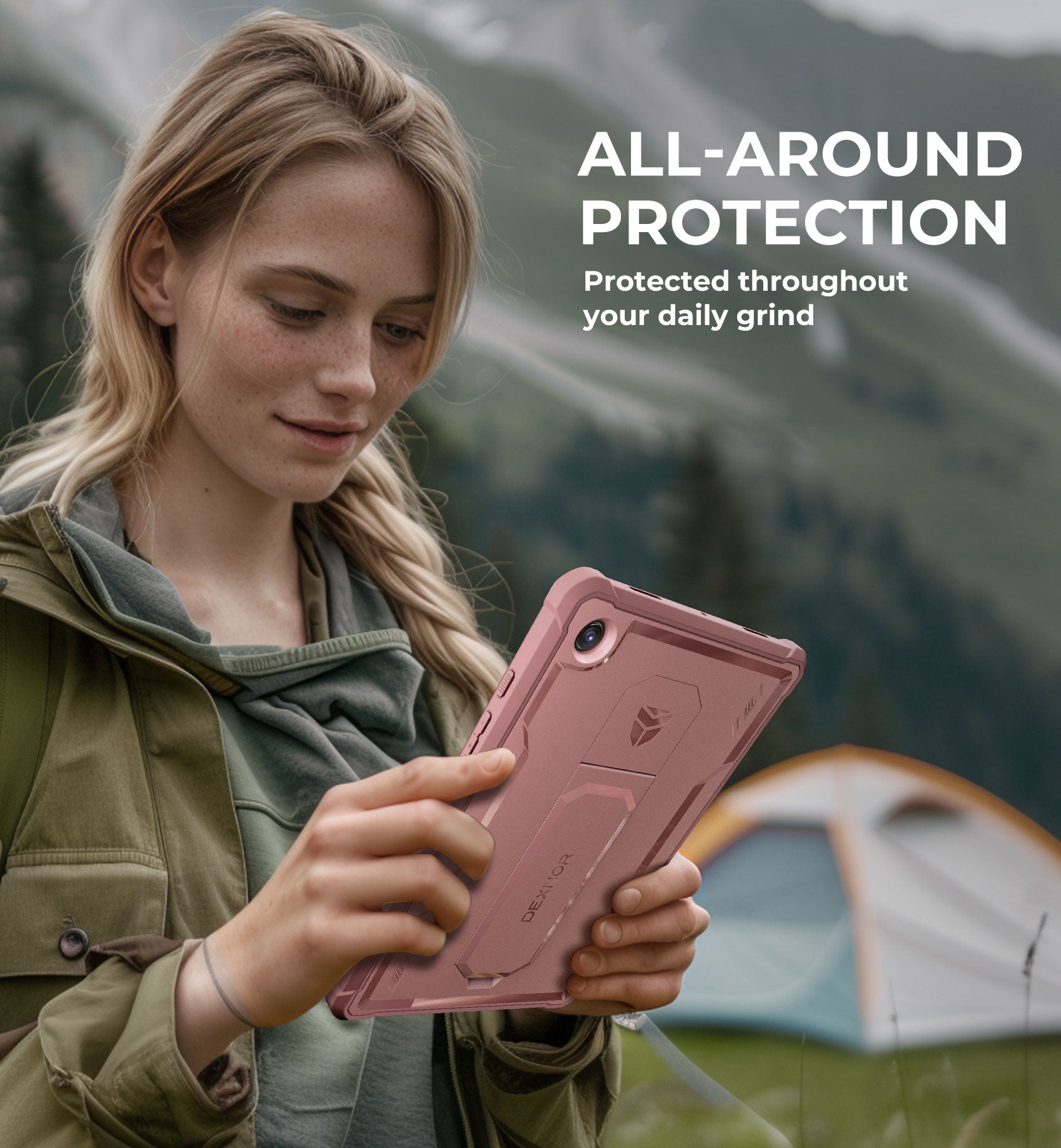 Dexnor Shockproof Rugged Tablet Case for Samsung Galaxy Tab A8 with Screen Protector, Full Body Bumper, Kickstand & Pen Holder - Heavy Duty Protection for Work, Travel & Outdoor Use