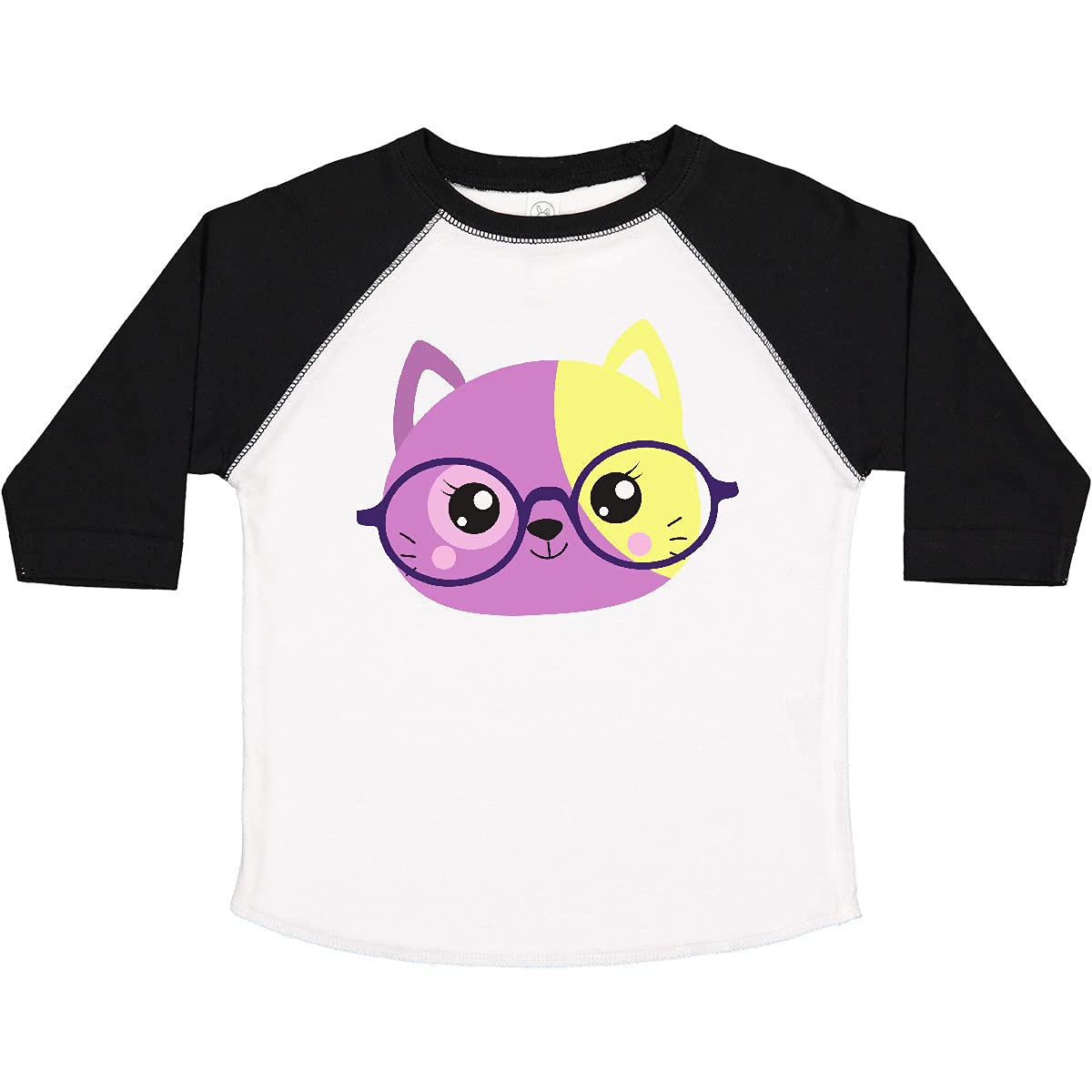 Stylish Hipster Cat with Glasses Graphic Print Toddler T-Shirt - Cute Kitten Design for Boys & Girls - Perfect for Playdates, Daycare & Family Photos