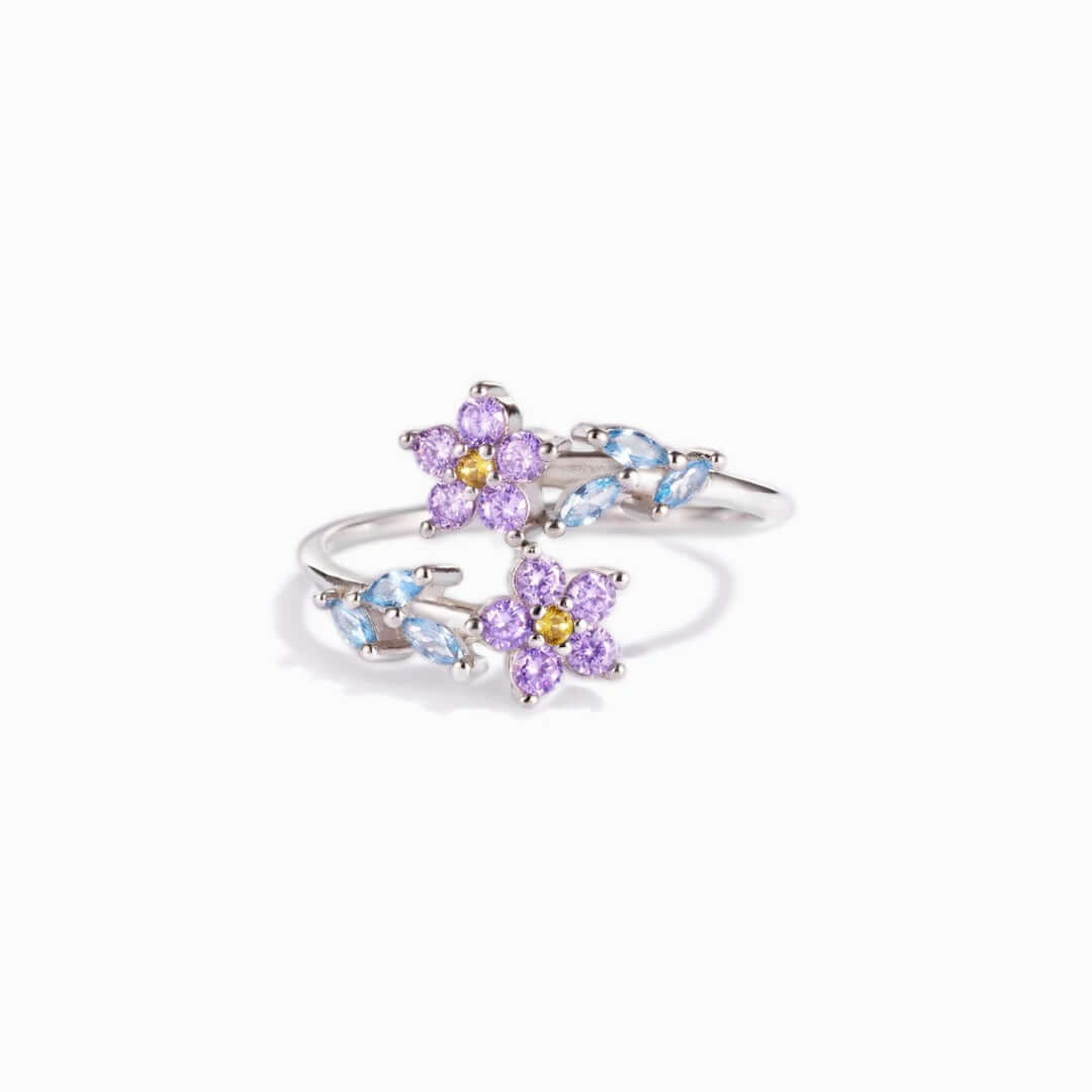 Forget Me Nots Flower Blossom Stacking Rings | YS080 - Dainty Floral Jewelry for Women, Gift for Her, Perfect for Weddings, Anniversaries & Everyday Wear