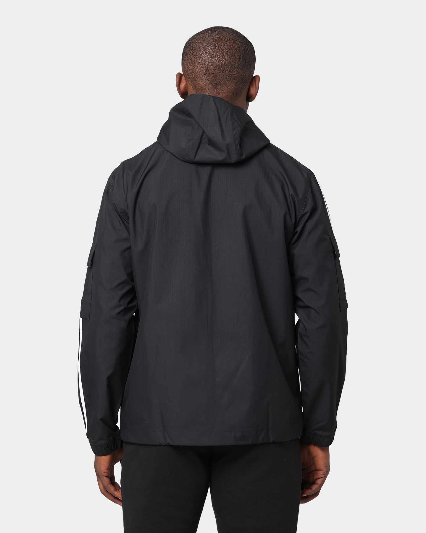Adidas Classics 3 Stripe Full Zip Windbreaker Jacket - Black Men's Lightweight Hooded Track Jacket for Running, Gym & Outdoor Sports