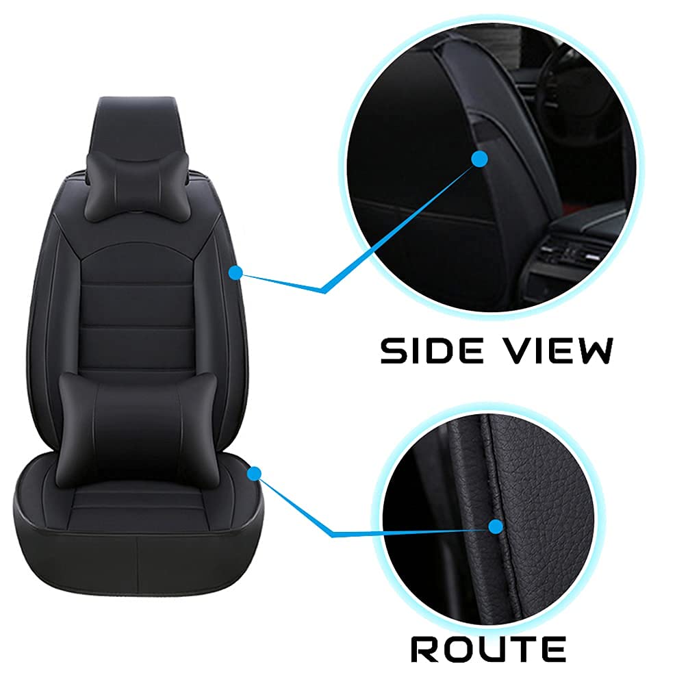Premium Custom Leather Car Seat Covers for Mazda MX-5 Miata 1995-2019 - Black All-Season Front Seat Covers with Headrest & Lumbar Support (2-Piece Set) - Perfect for Road Trips, Daily Commutes & Car Protection