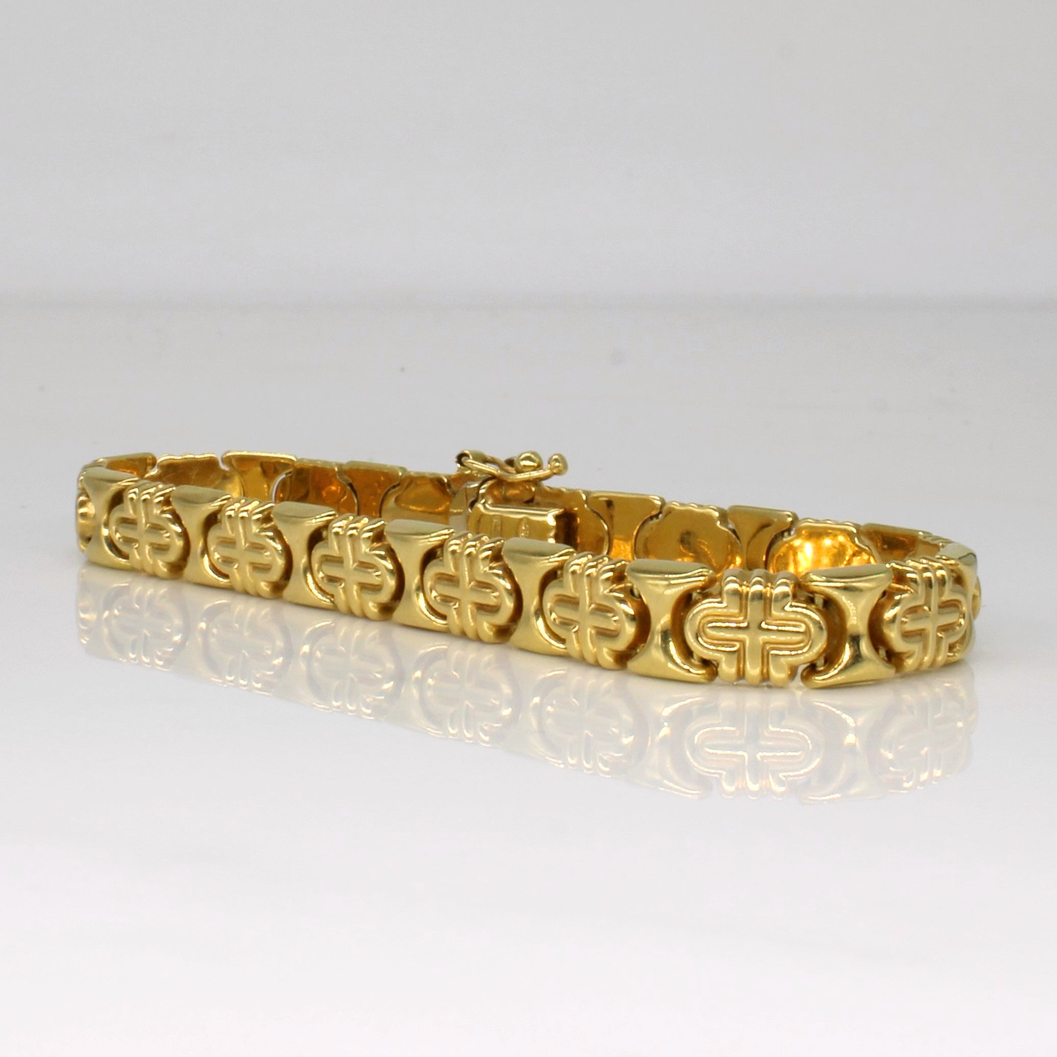 18K Yellow Gold Unique Link Bracelet for Women - Elegant 7-Inch Adjustable Chain Bracelet | Perfect for Gifts, Parties, and Everyday Wear