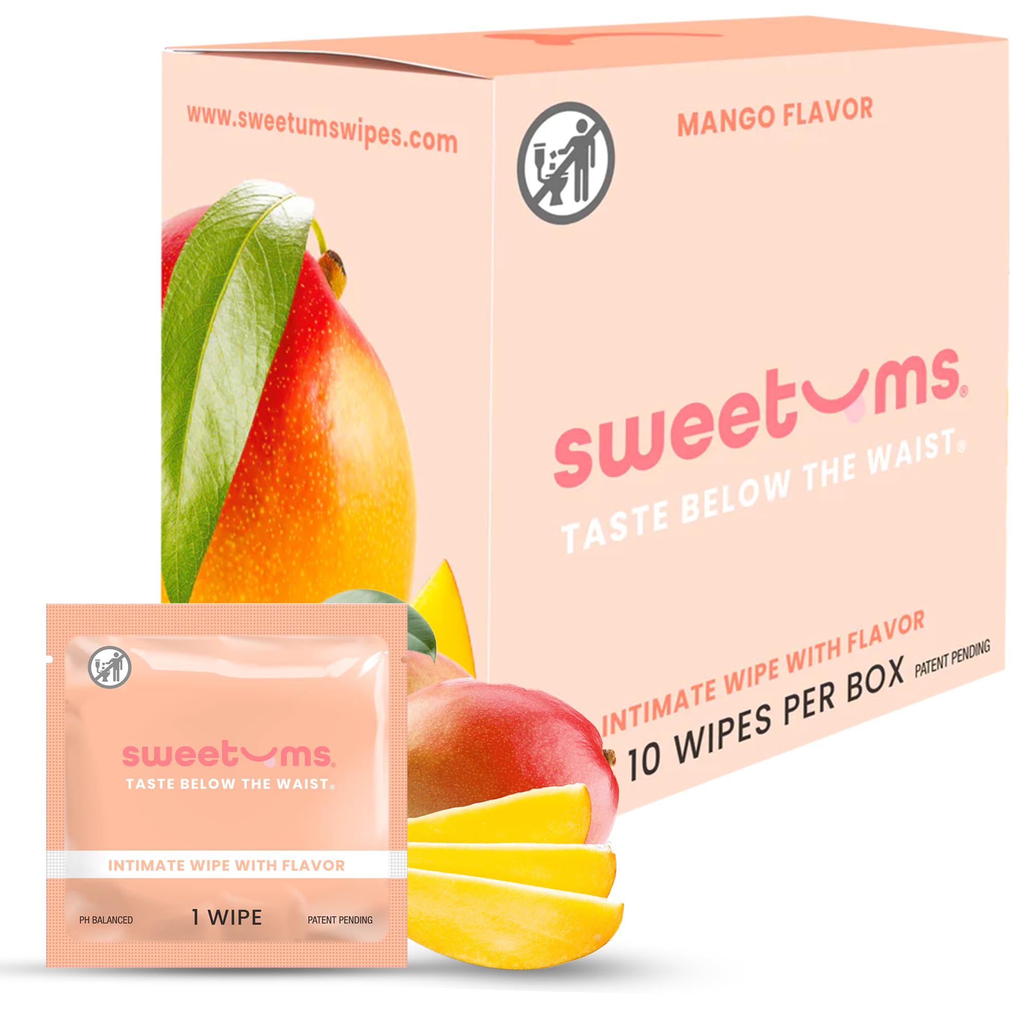 pH Balanced Mango Feminine Wipes for Women - Individually Wrapped Intimate Wipes (Pack of 10) - Perfect for Travel, Gym & Daily Freshness