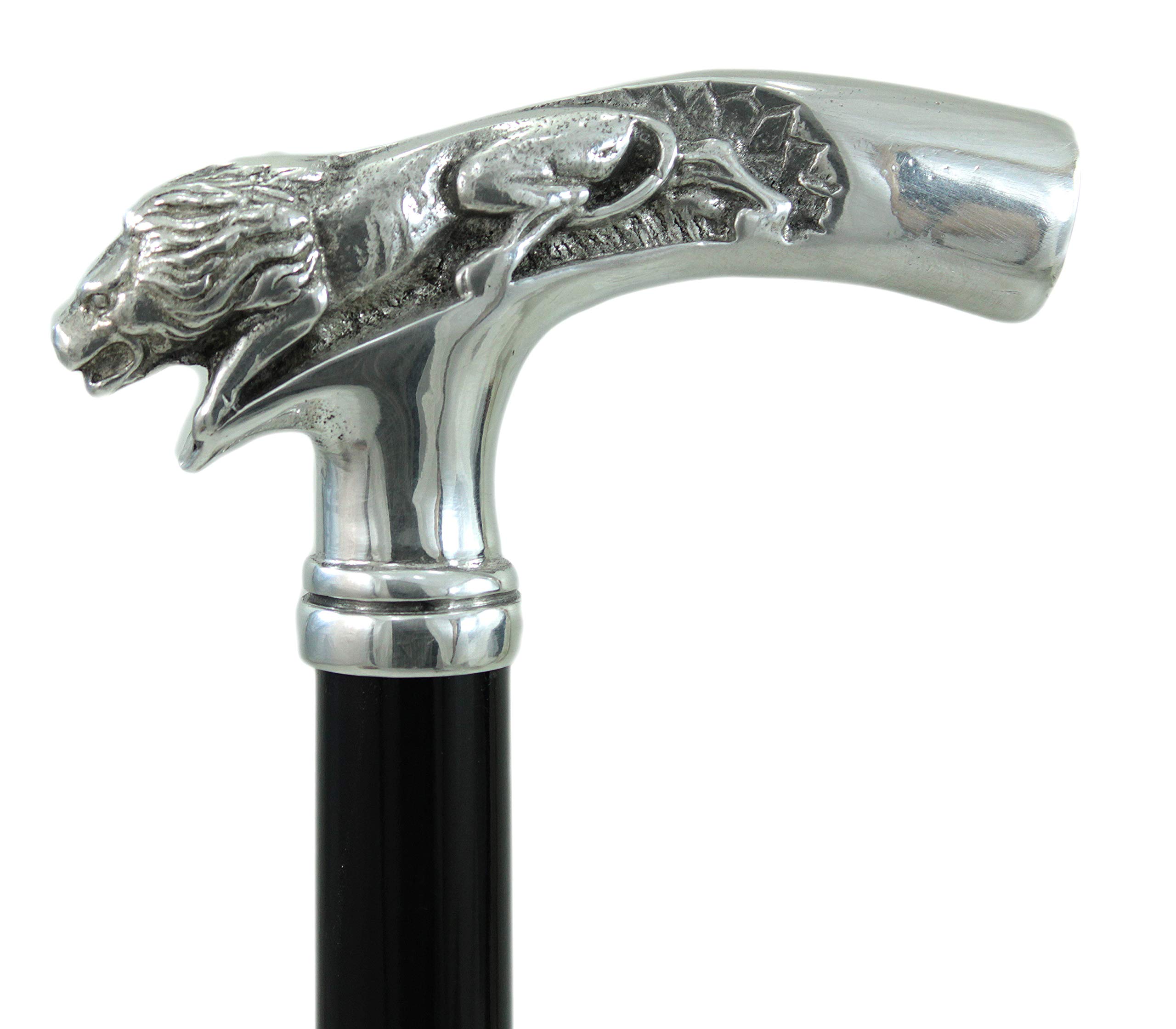 Premium Wood & Pewter Walking Cane for Men & Women - Orthopedic Support, Elegant Lion Head Design for Formal Events & Daily Use - Durable Gentleman's Walking Stick for Weddings, Hiking & Mobility Assistance