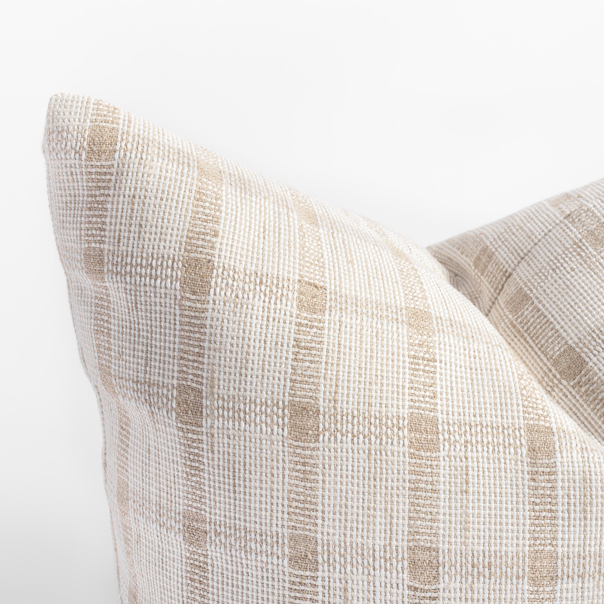 Harriet Check 20x20 Decorative Throw Pillow Cover - Natural Linen Square Cushion for Sofa, Bed & Home Decor