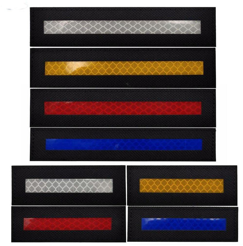 High Visibility Reflective Hook & Loop Patches for Jackets, Tactical Gear & Dog Harnesses - 4 Pack Safety Strips (Blue) - Ideal for Firefighters, Night Running & Outdoor Safety