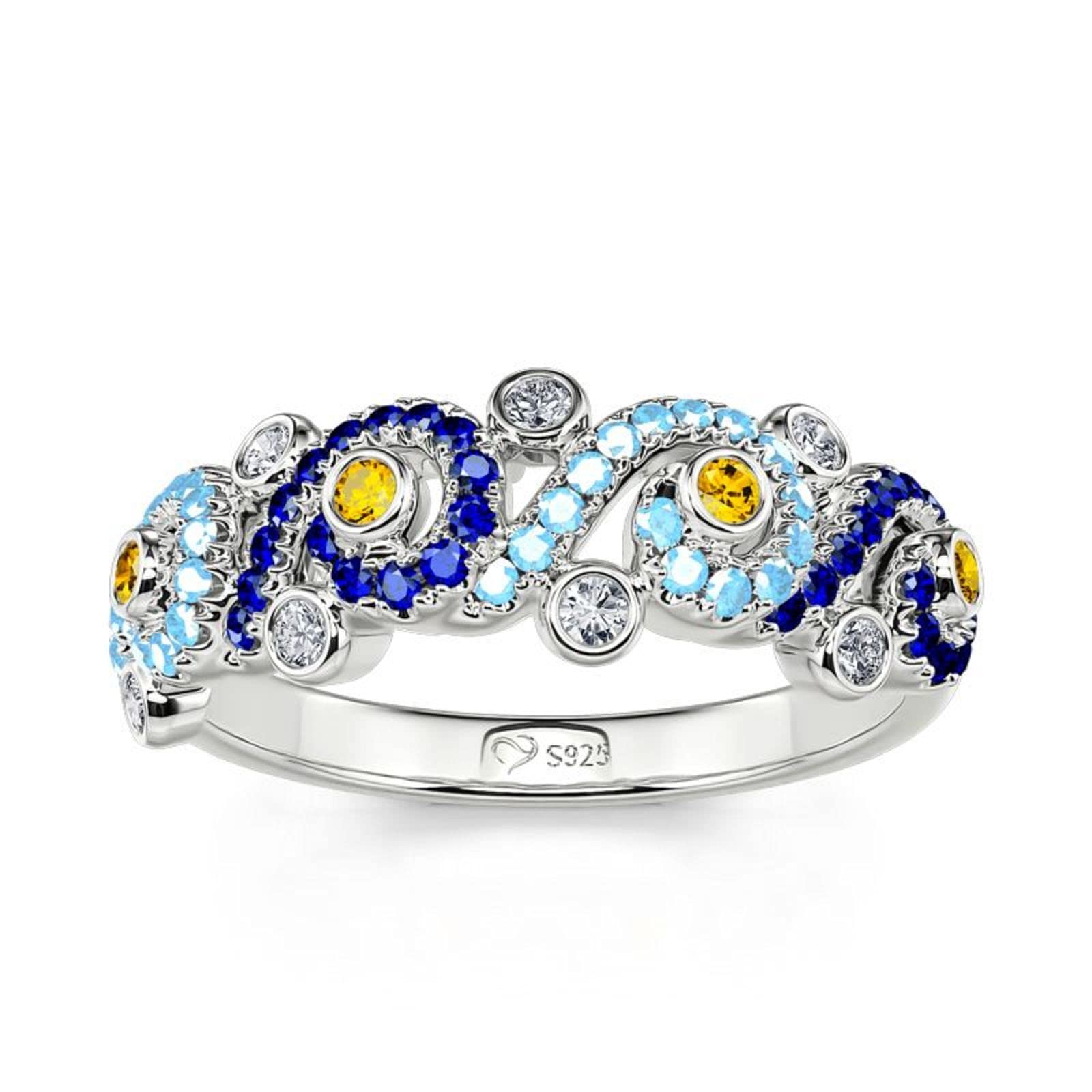 Jeulia Promise Engagement Ring - The Starry Night Round Cut CZ Sterling Silver Diamond Bridal Set | Anniversary Wedding Ring for Her | Valentine's Day Gift with Jewelry Box | Perfect for Proposals, Anniversaries & Romantic Occasions