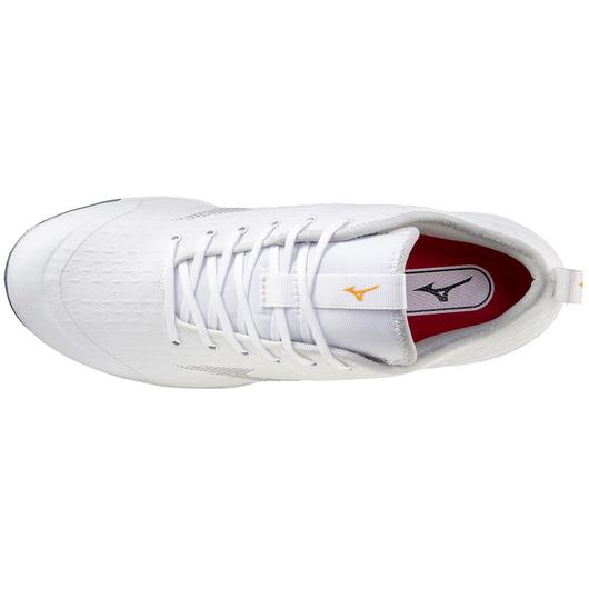 Mizuno Dominant 4 White Low Metal Baseball Cleats for Men - Lightweight & Durable for Baseball Games & Training