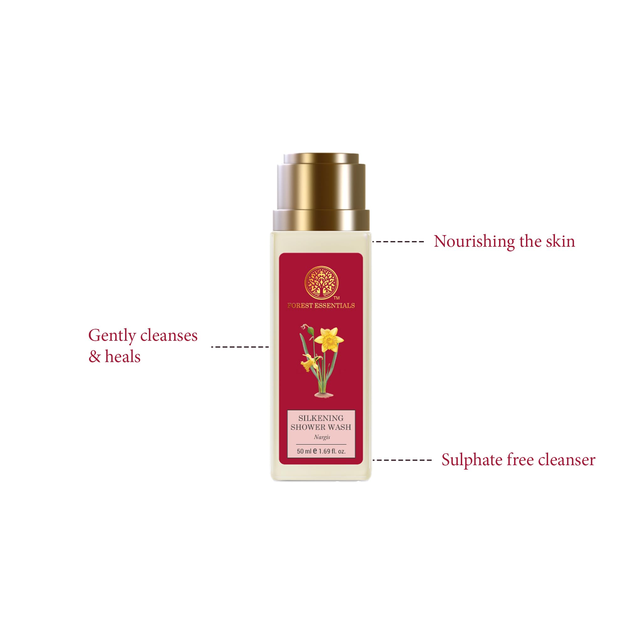 Forest Essentials Silkening Shower Wash Nargis - Luxurious Body Cleanser with Natural Ingredients for Soft, Smooth Skin | Perfect for Daily Shower & Spa Relaxation