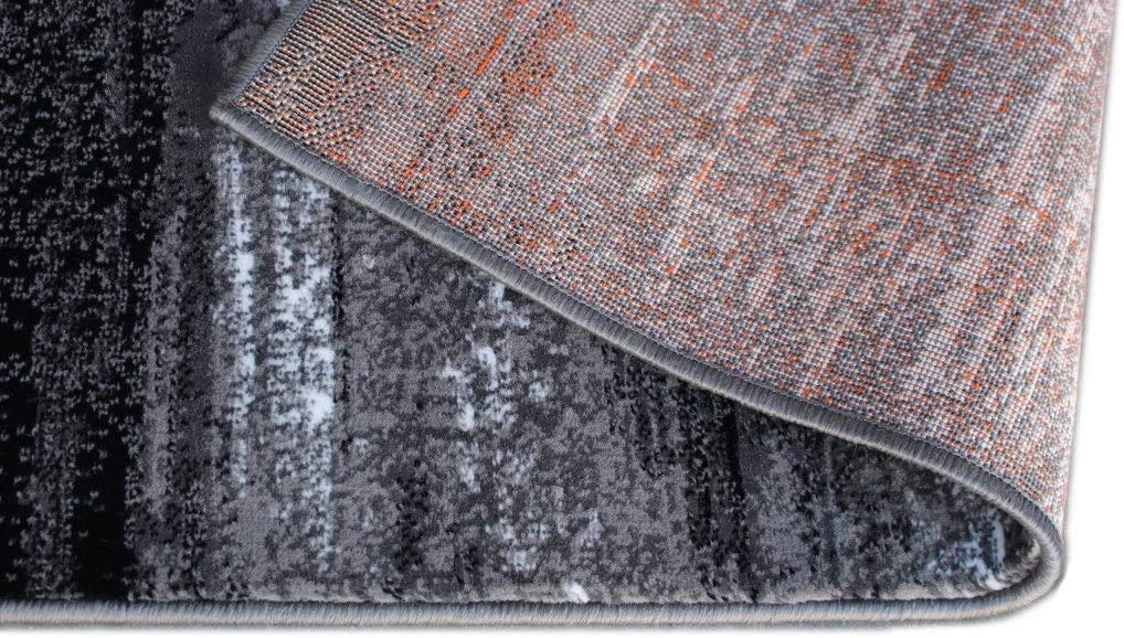 Champion Rugs Modern Abstract Brush Soft Plush Grey Black Area Rug 5’3”x7’5” - Contemporary Living Room Rug for Home Decor, Bedroom, Office & Dorm