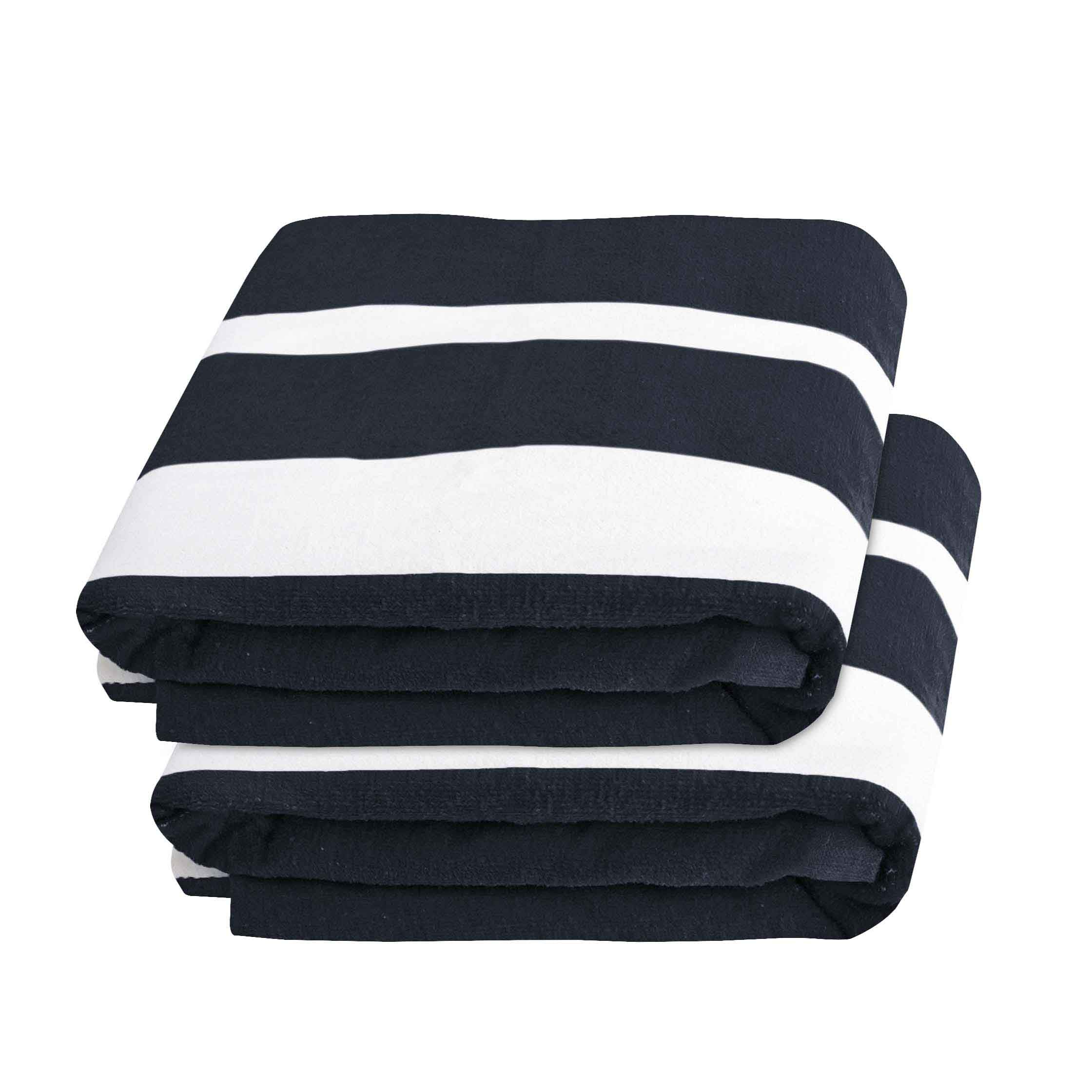 Premium Cabana Striped Cotton Beach Towel & Chaise Lounge Cover - Soft, Absorbent, UV Protection - Perfect for Poolside, Beach Vacations & Outdoor Relaxation