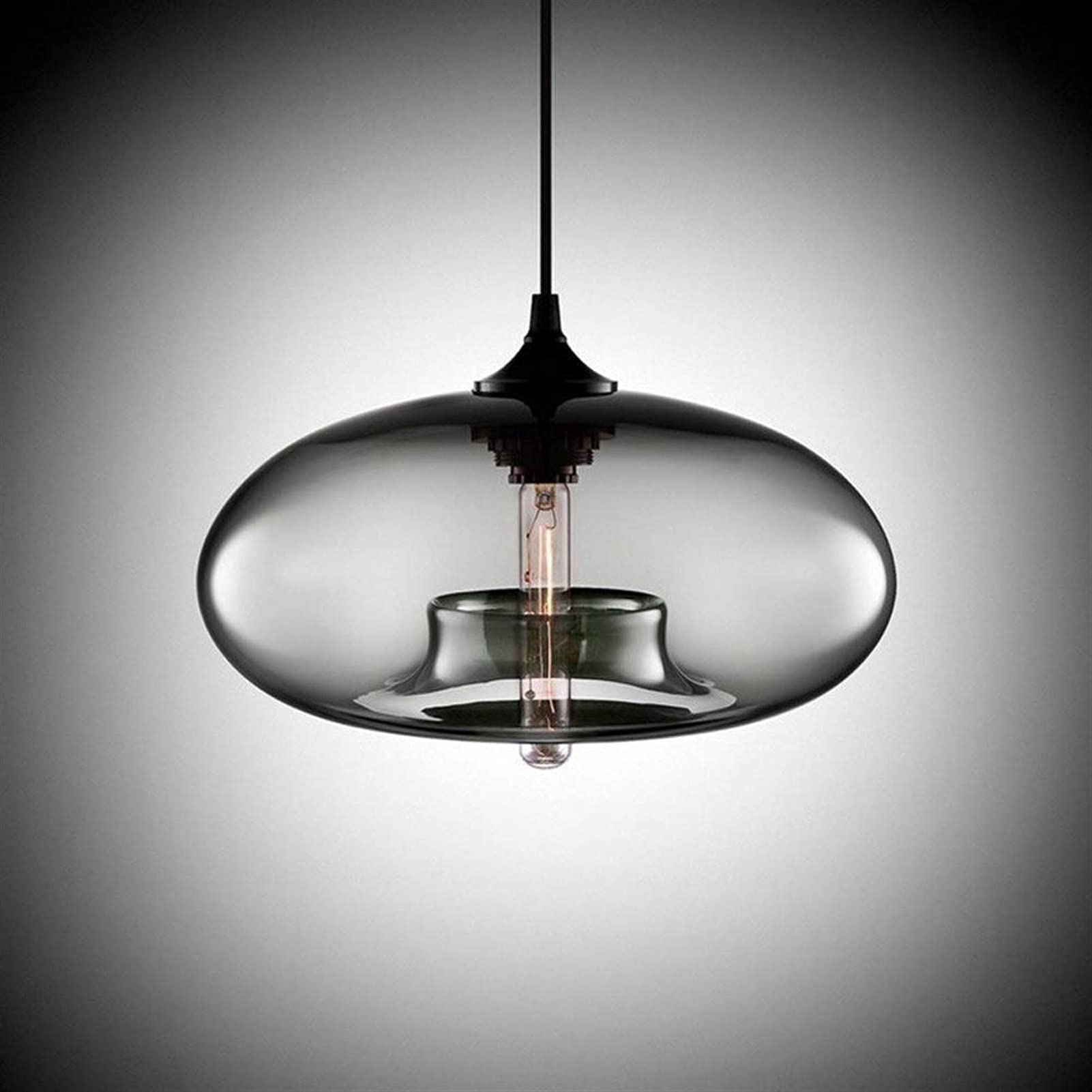 Medieval Style Edison Pendant Chandelier - Colorful Glass Ball Hanging Light Fixture for Restaurant, Living Room & Bar Decor (Gray) | Vintage Industrial Loft Lighting for Dining Room, Cafe, and Home Decor