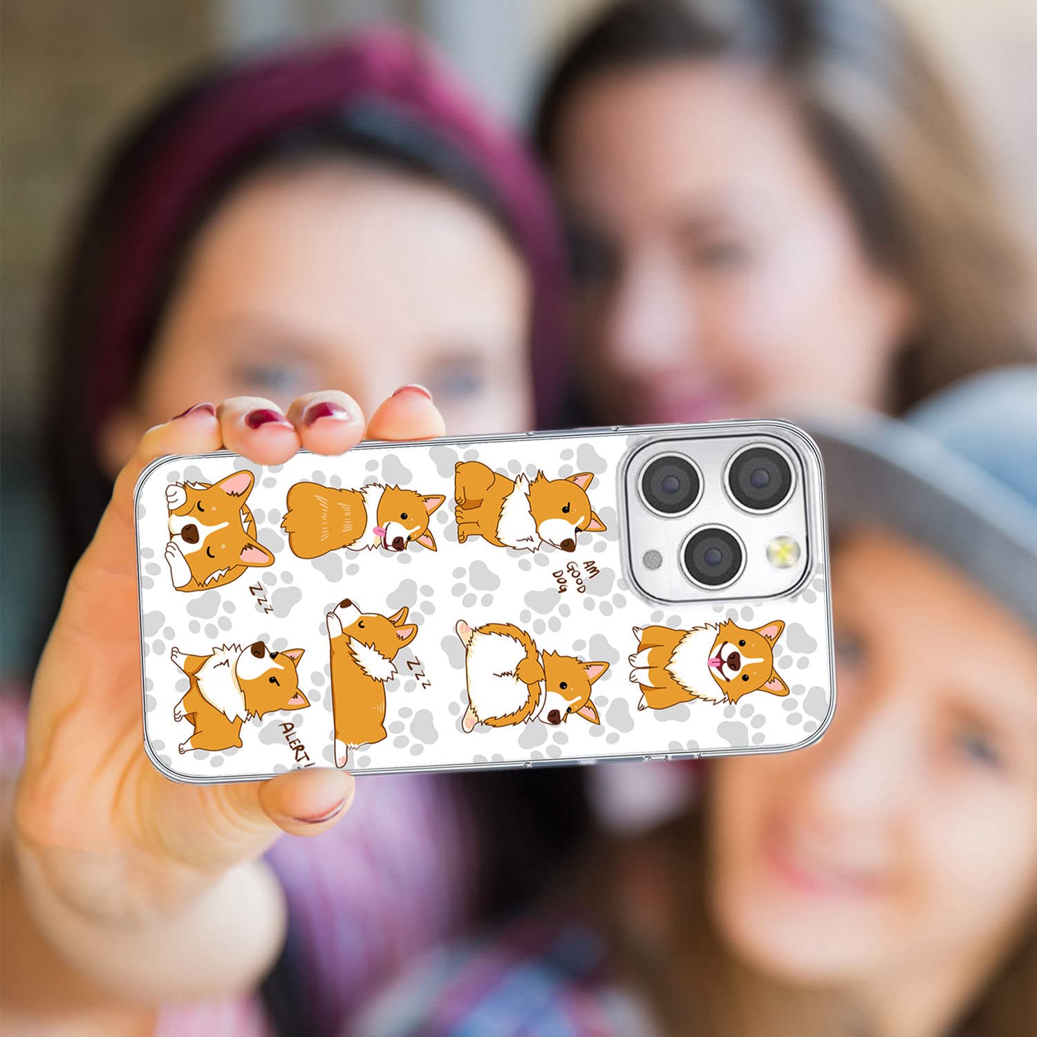 Premium Shockproof Slim Soft TPU Clear iPhone 13 Pro Case - Cute Corgi Paw Anime Design for Dog Lovers | Protective Phone Cover for Women & Men | Perfect for Everyday Use, Work & Travel