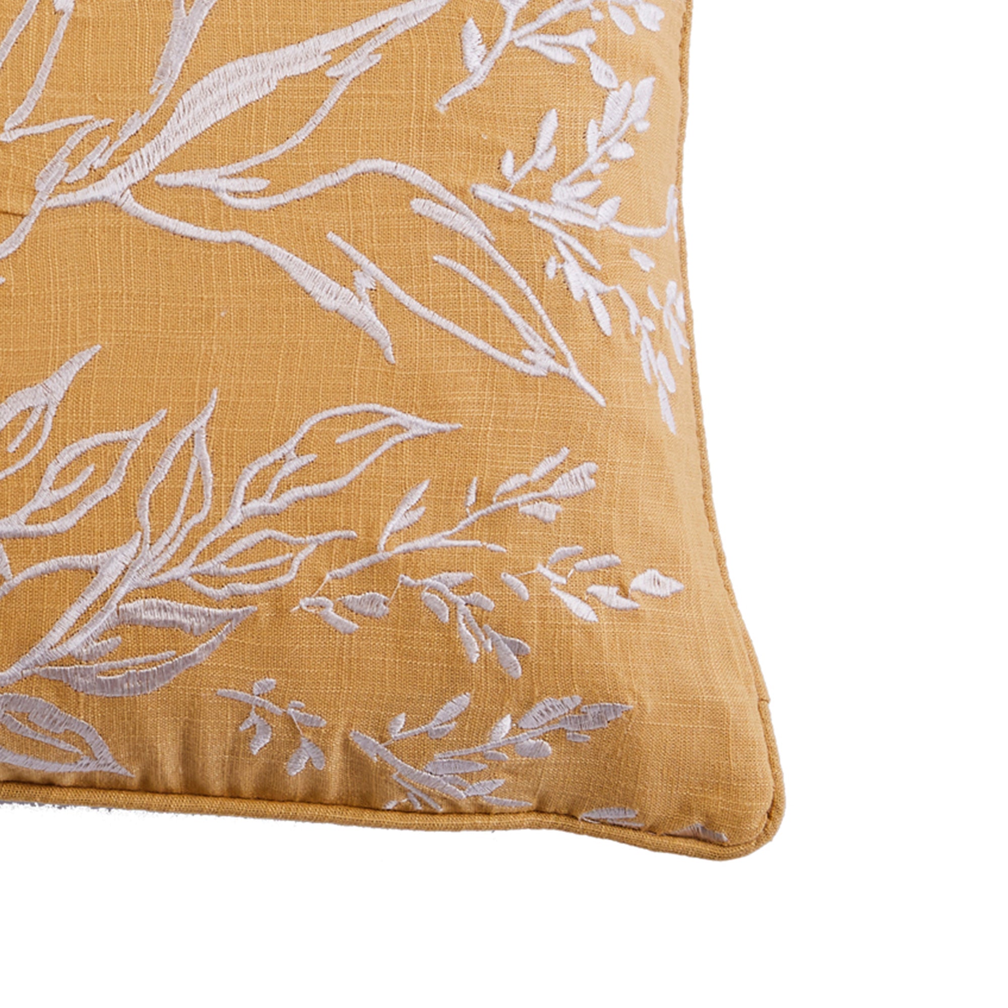 Apolonia Ochre Embroidered Throw Pillow Cover - Bohemian Home Decor for Sofa, Bed, Couch & Living Room