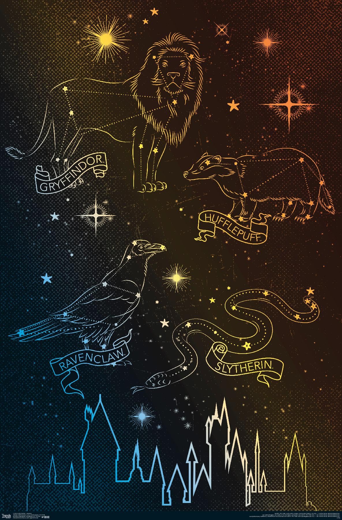 The Wizarding World: Harry Potter - Houses in the Stars Wall Poster 14.725x22.375 Inch, Premium Unframed Home Decor for Bedroom, Living Room & Office