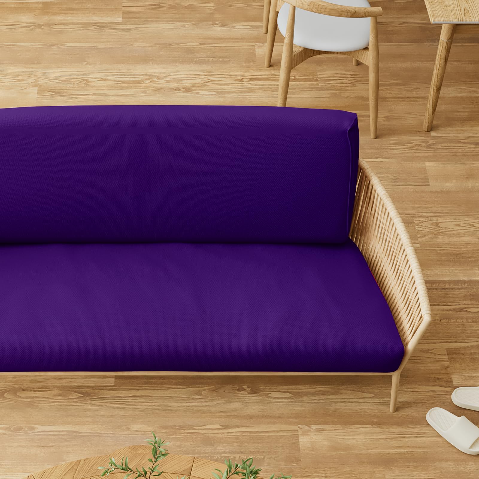 MoNiBloom Twin Stretch Futon Slipcover - Washable Zippered Armless Sofa Cover for Adults, Kids & Pets - Furniture Protector for Jackknife RV Sofas (Purple) | Perfect for Living Rooms, Dorms and Campers