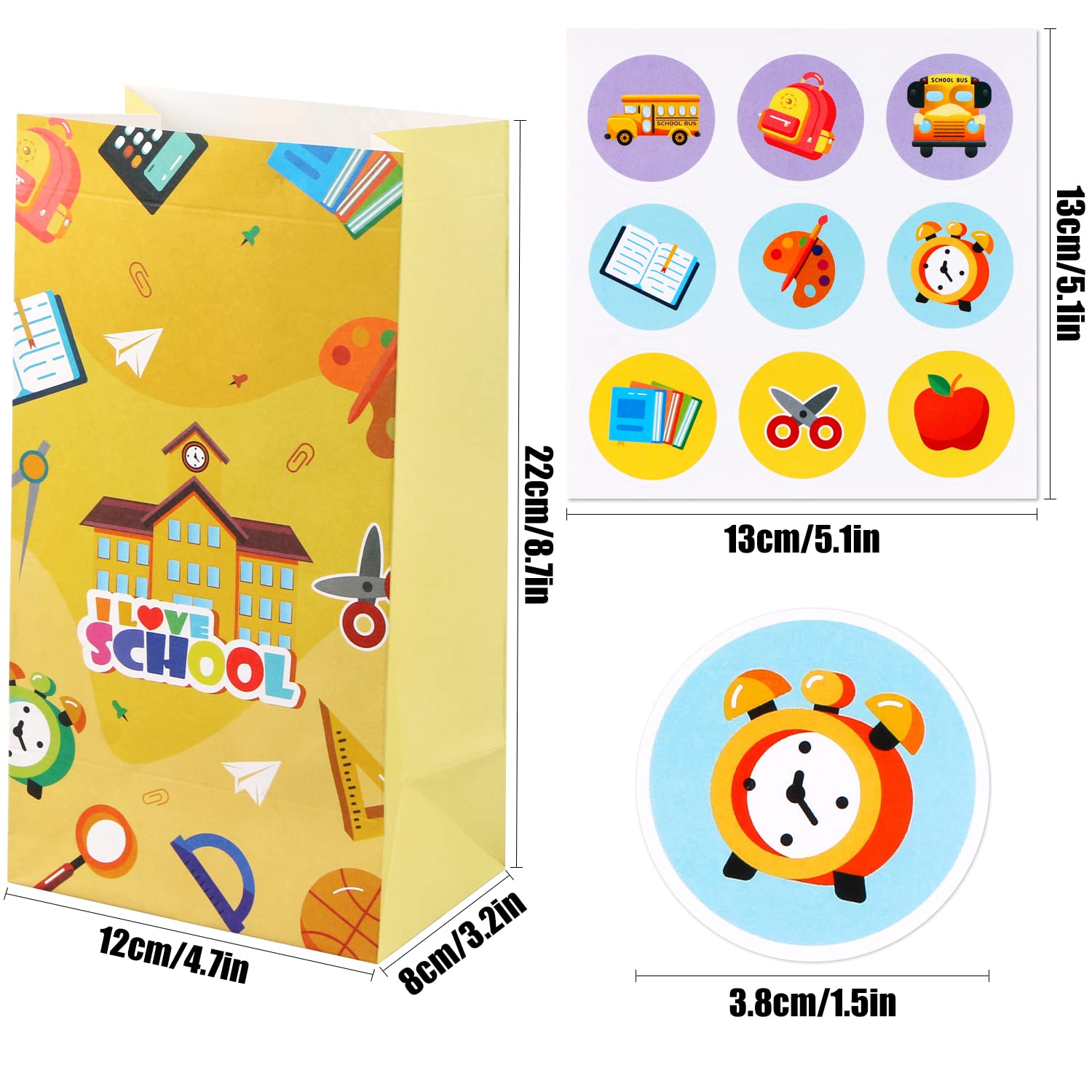 24 Pcs Back to School Gift Bags - First Day of School Party Decorations, Classroom Goodie Bags for Candy & Treats, Teacher Appreciation Gifts - Perfect for School Events, Birthday Parties & Holiday Celebrations