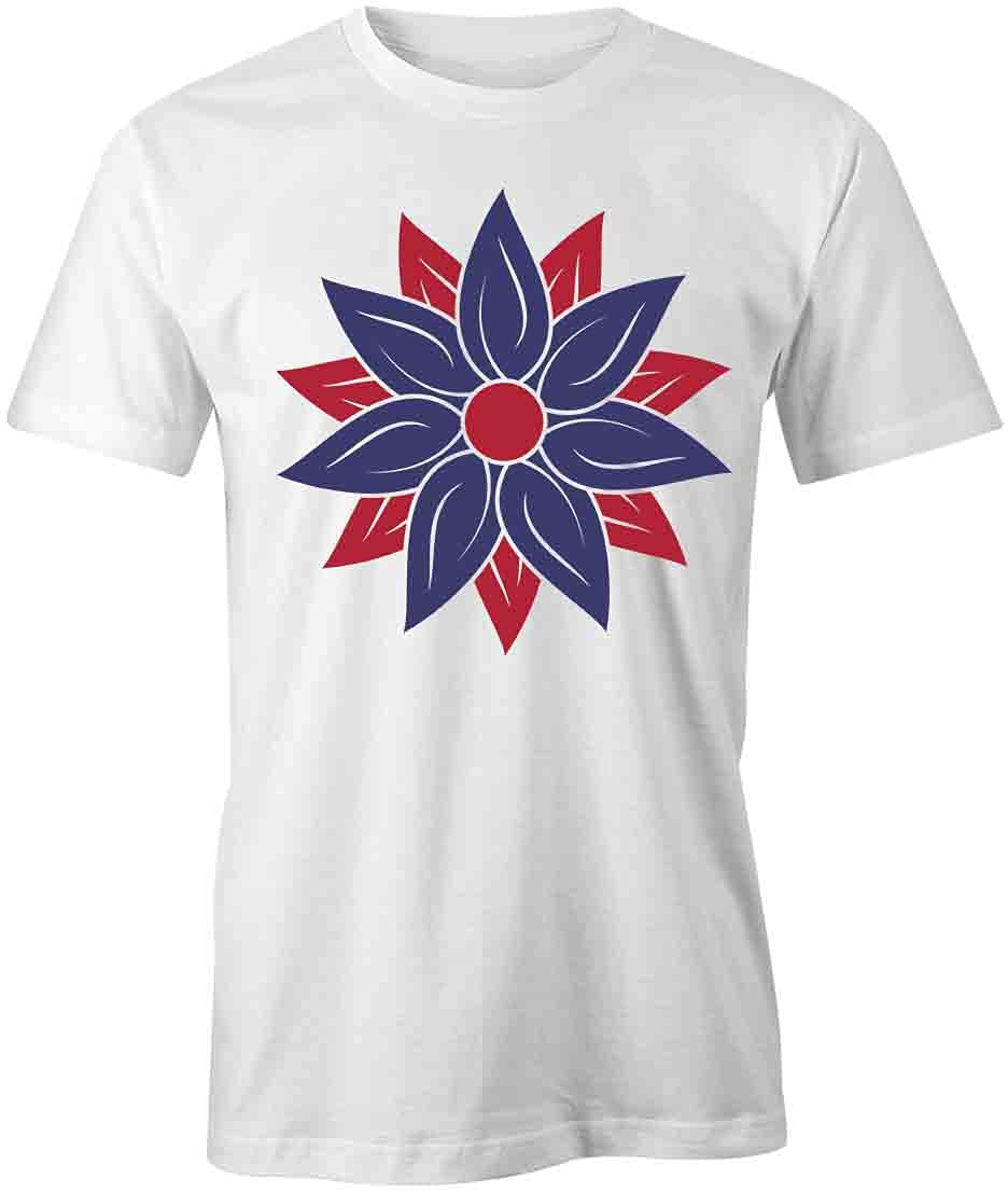 Red and Blue Sunflower Printed T-Shirt for Women & Men | Soft Cotton Graphic Tee | Casual Wear for Summer, Outdoors & Daily Fashion