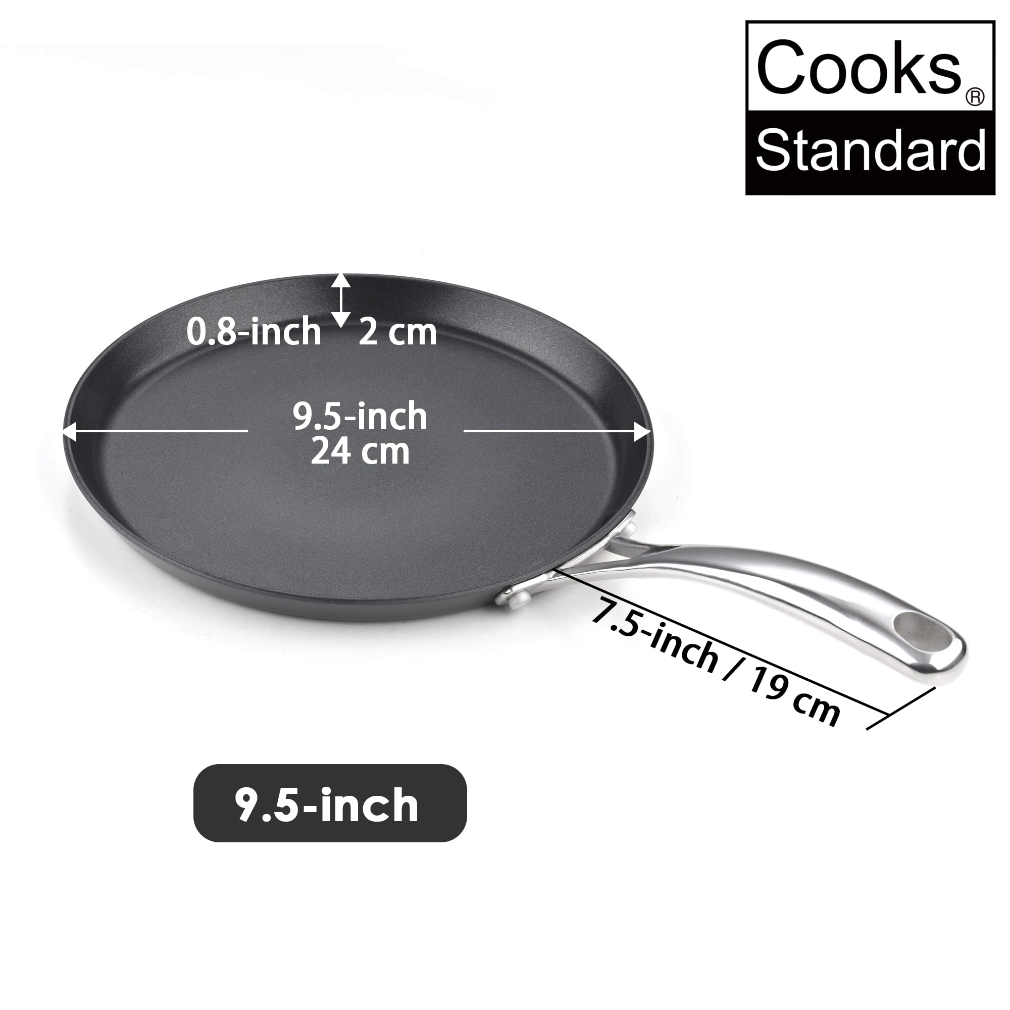 Nonstick Hard Anodized 9.5-Inch Crepe Griddle Pan - Black Cooks Standard Skillet for Perfect Pancakes, Crepes & Eggs | Ideal for Breakfast, Brunch & Family Cooking