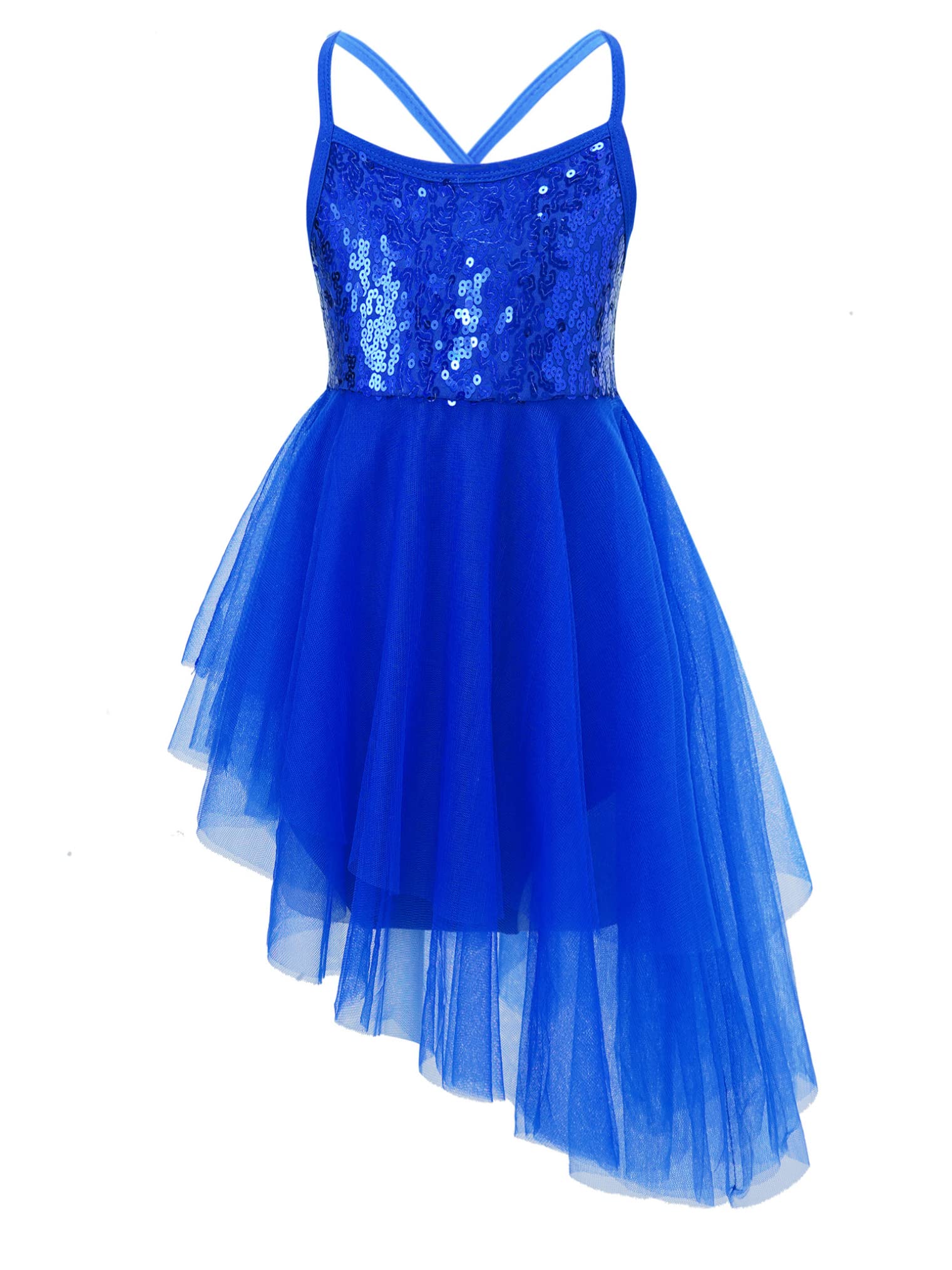 Hularka Girls Ballet Dance Dress - Shiny Sequined Leotard with Mesh Tutu Skirt for Kids, Performance Lyrical Dancewear, Perfect for Recitals, Competitions & Stage Shows